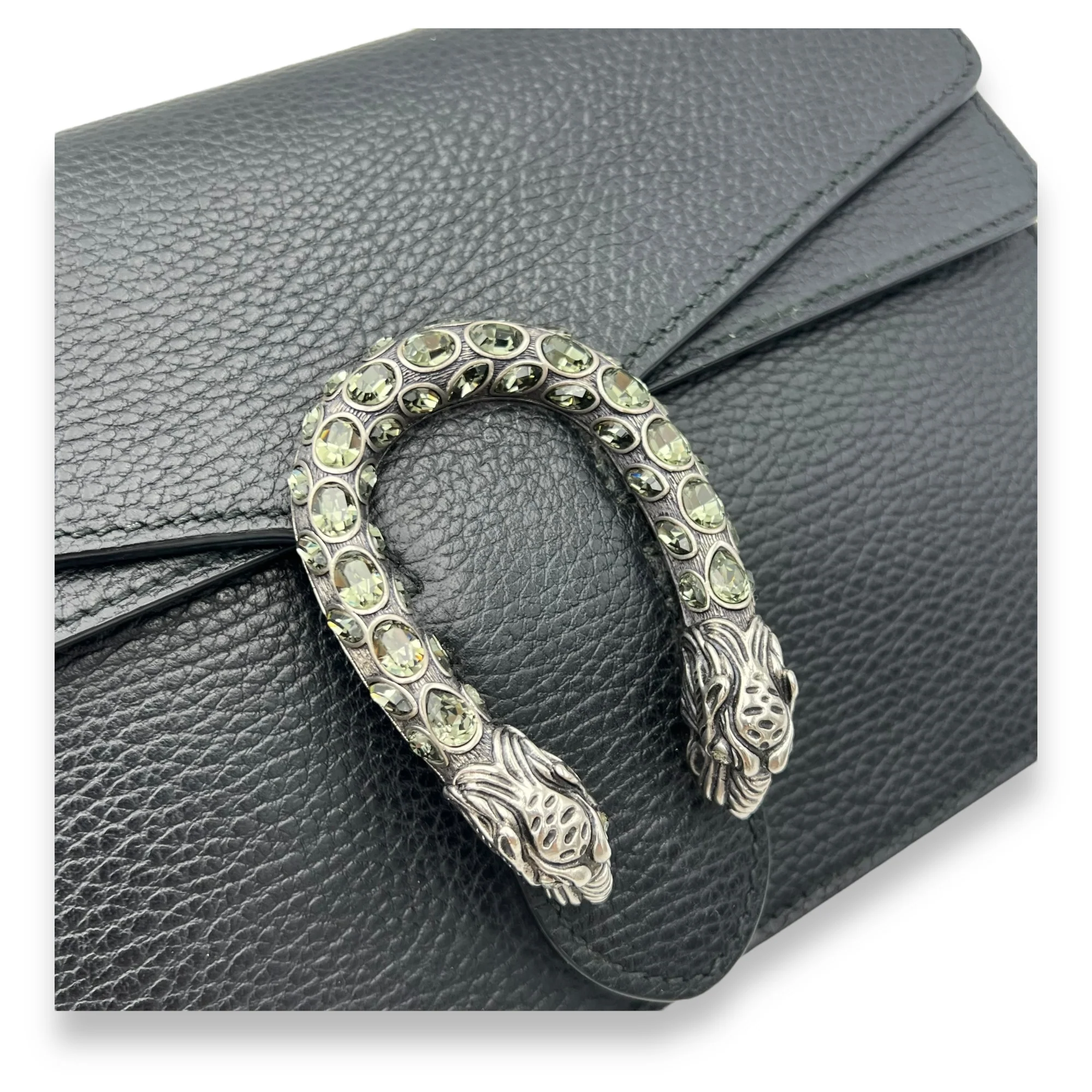 Dionysus Shoulder Bag Black in Calfskin, Silver hardware