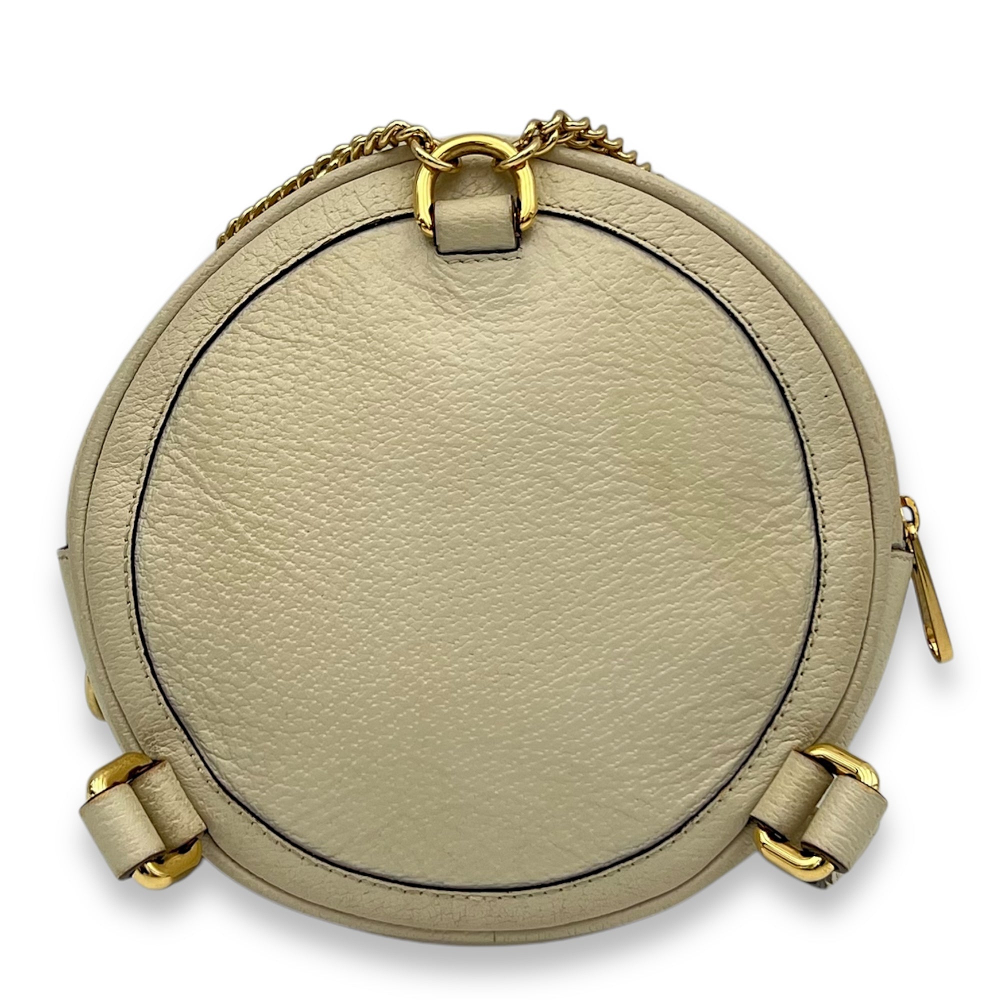 Ophidia Round Crossbody Bag White in Calfskin, Gold hardware