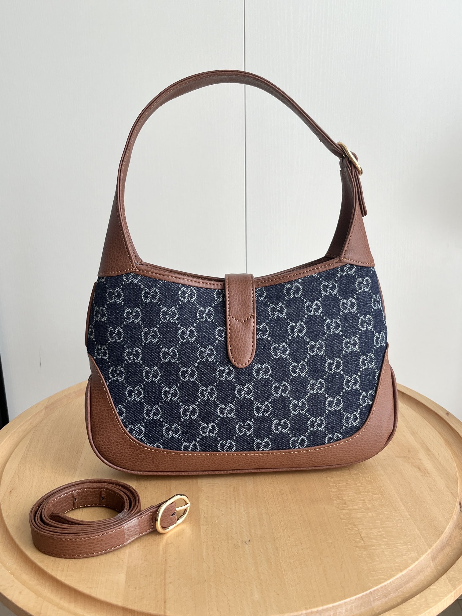 Gucci Jackie 1961 Small Shoulder Bag GG Denim Blue/Ivory - Bag