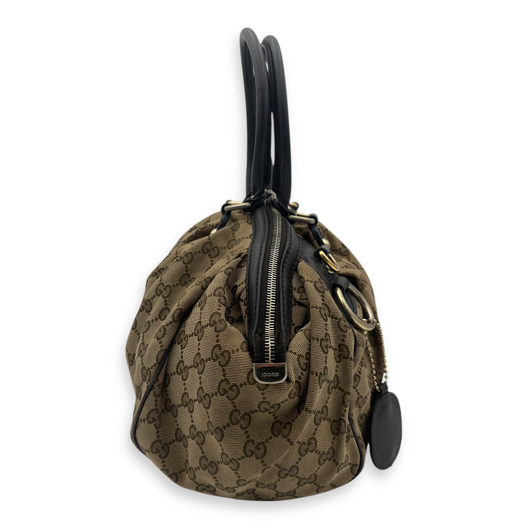 Sukey Top Handle Bag Brown in Canvas, Gold hardware