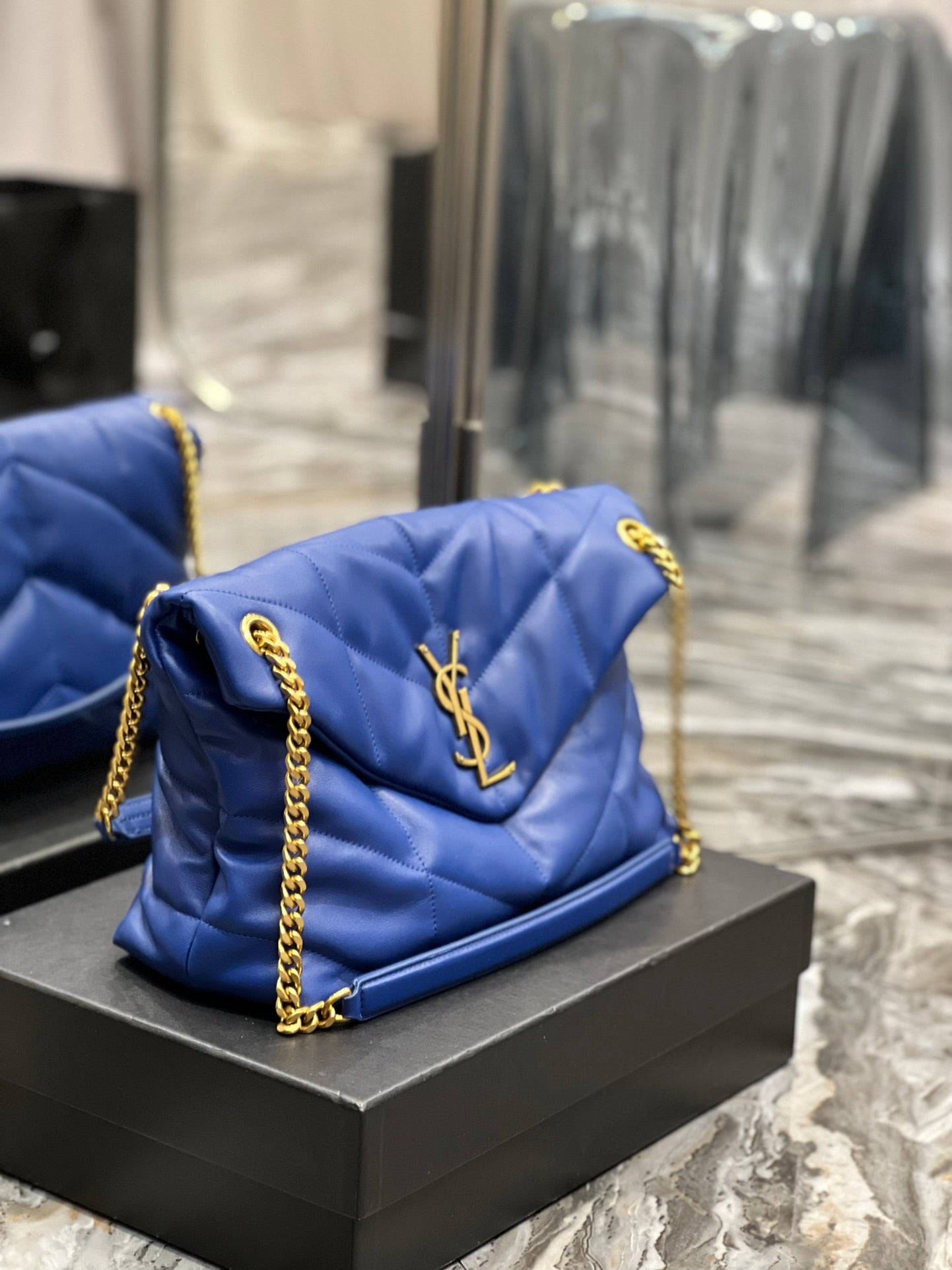 YSL PUFFER MEDIUM BAG IN QUILTED LAMBSKIN