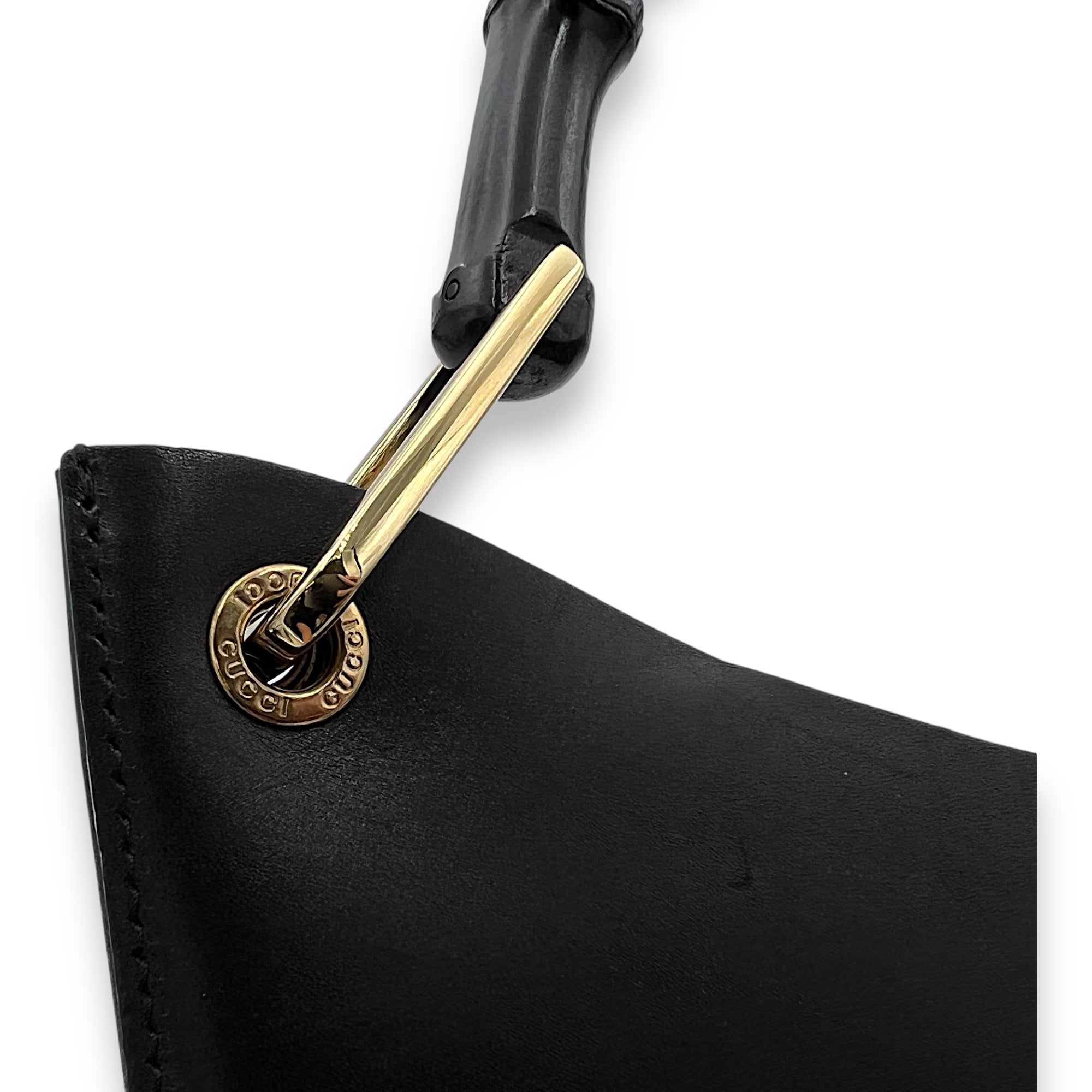 Bamboo Top Handle Bag Black in Calfskin, Gold hardware