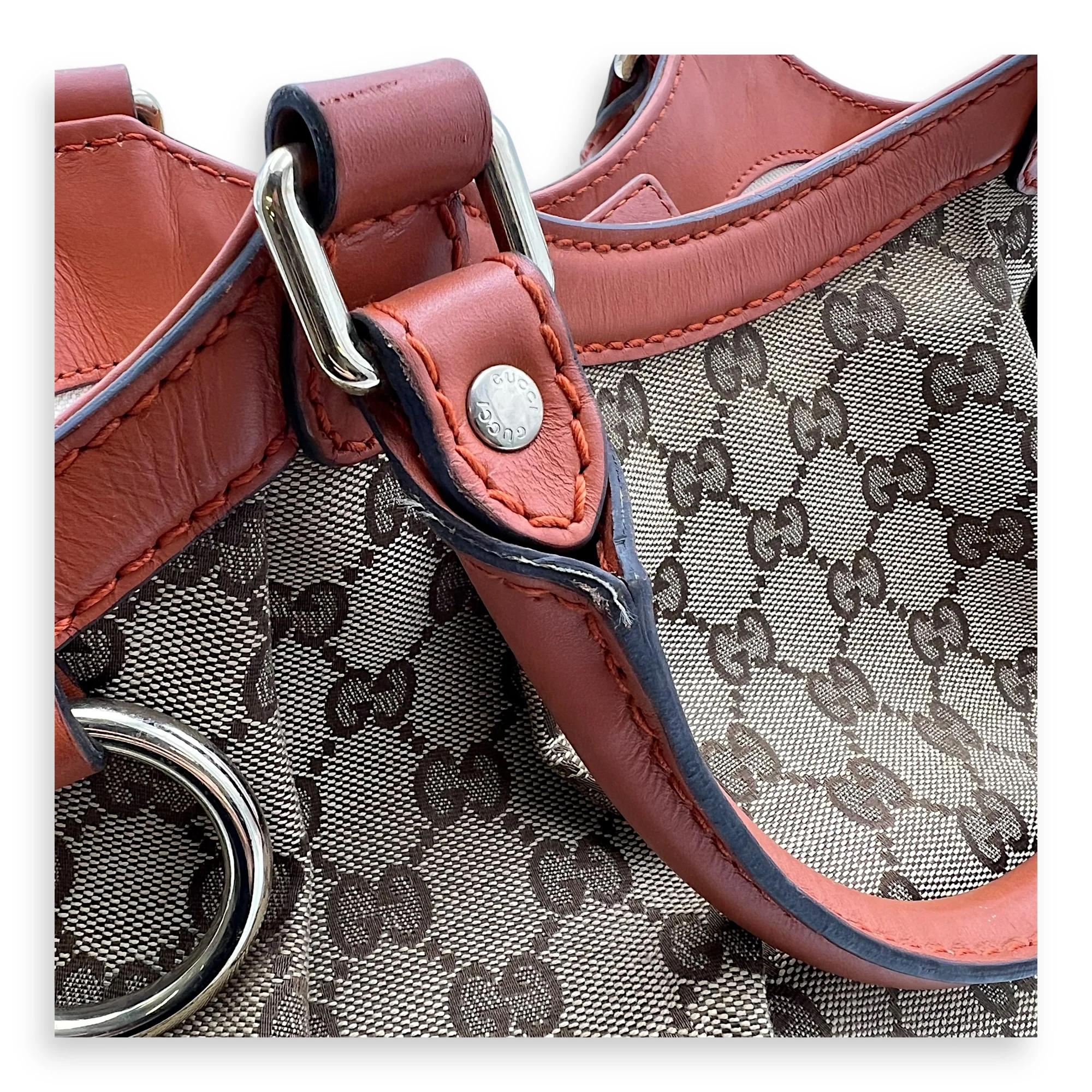 Sukey Shoulder Bag Orange in Jacquard, Light Gold hardware
