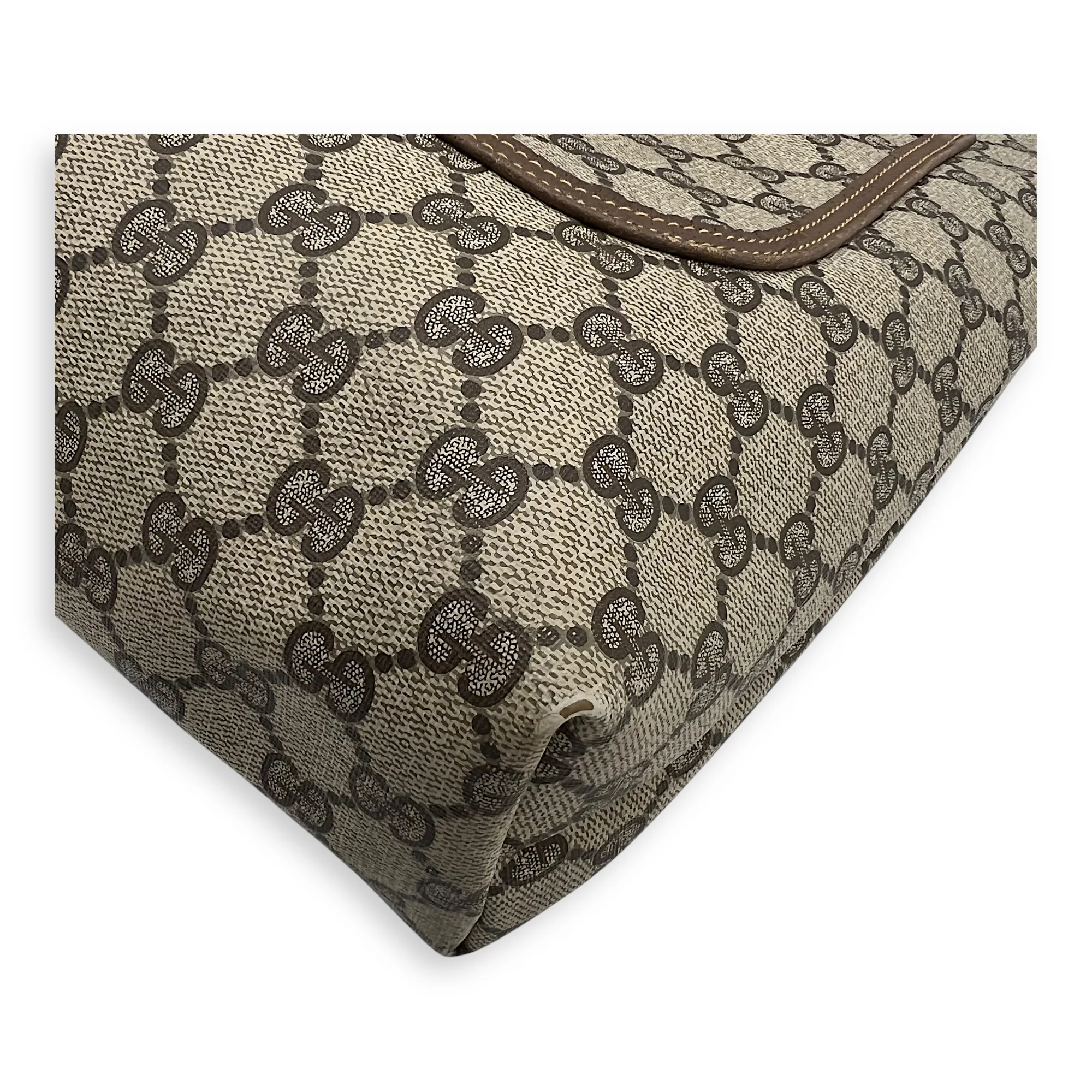 Vintage GG Supreme Sherry Brown Tote Bag in Monogram Coated Canvas, Gold hardware