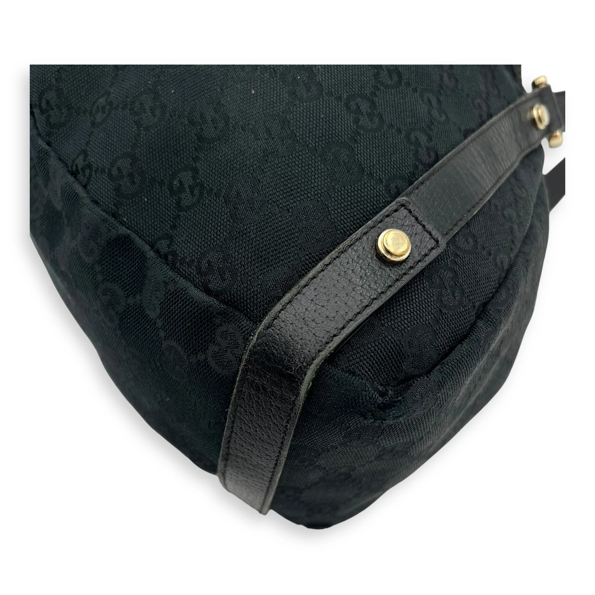 GG Shoulder Bag Black in Canvas, Gold hardware
