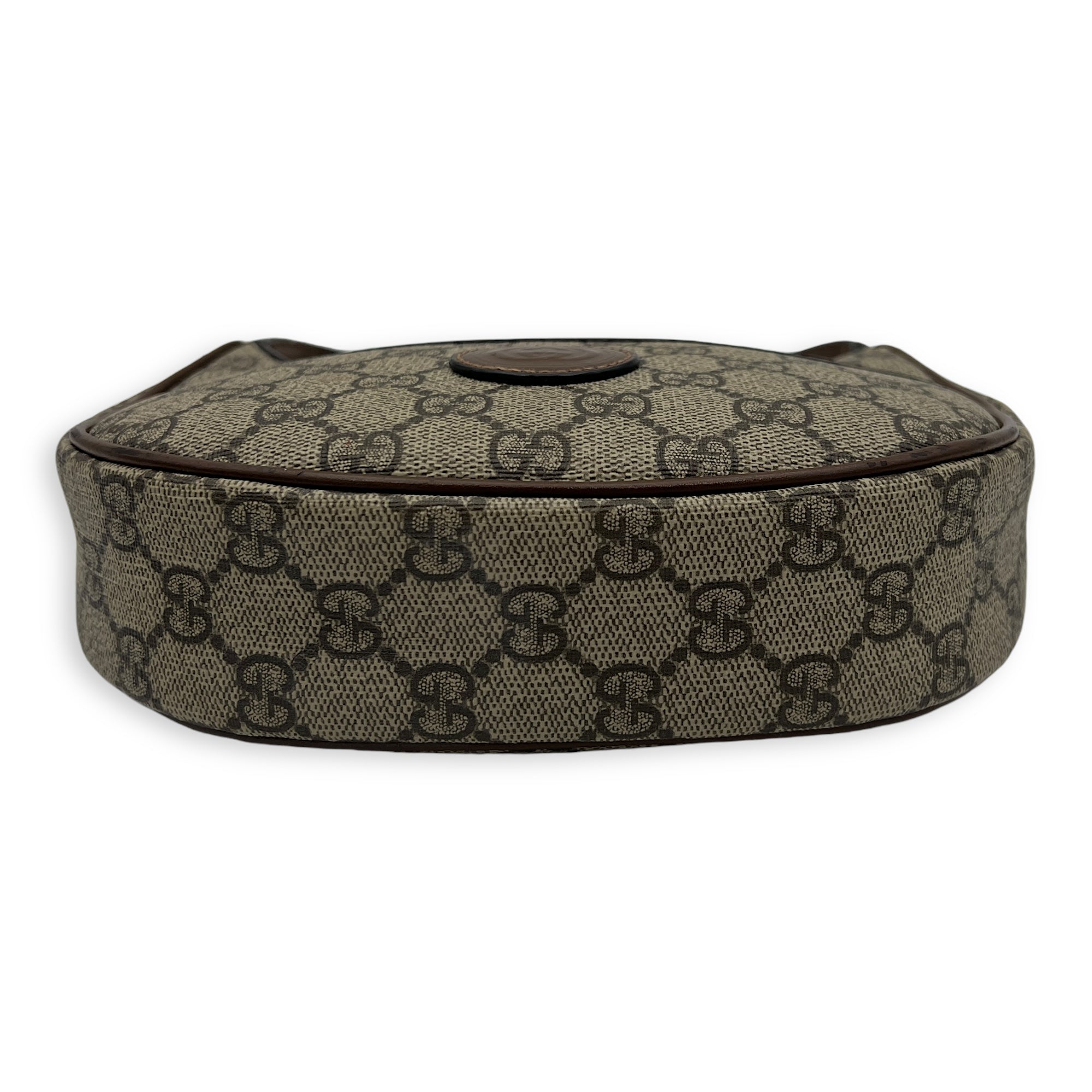 Half Moon Shoulder Bag Brown in Monogram Coated Canvas, Gold hardware