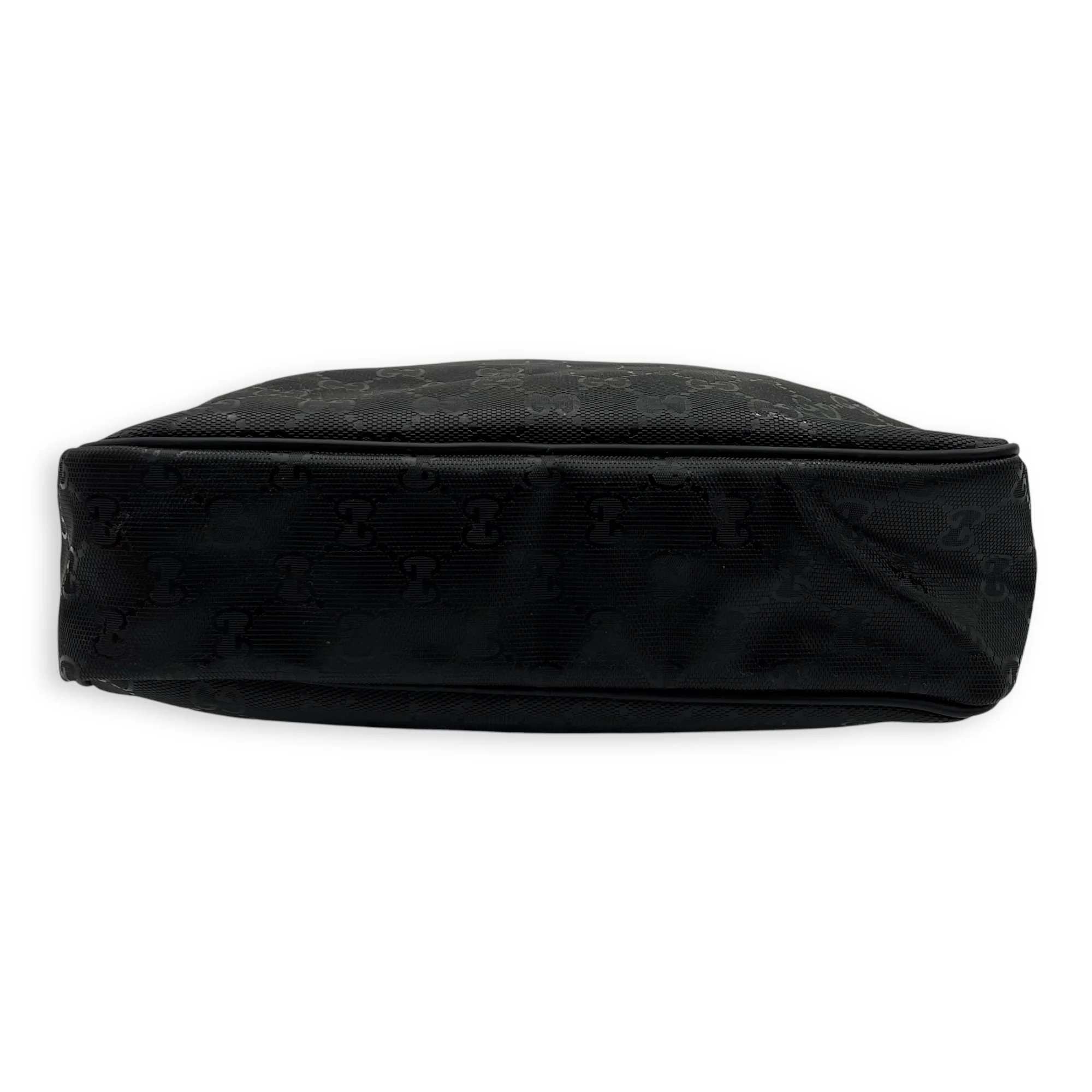 GG Messenger Black in Coated Canvas, Silver hardware