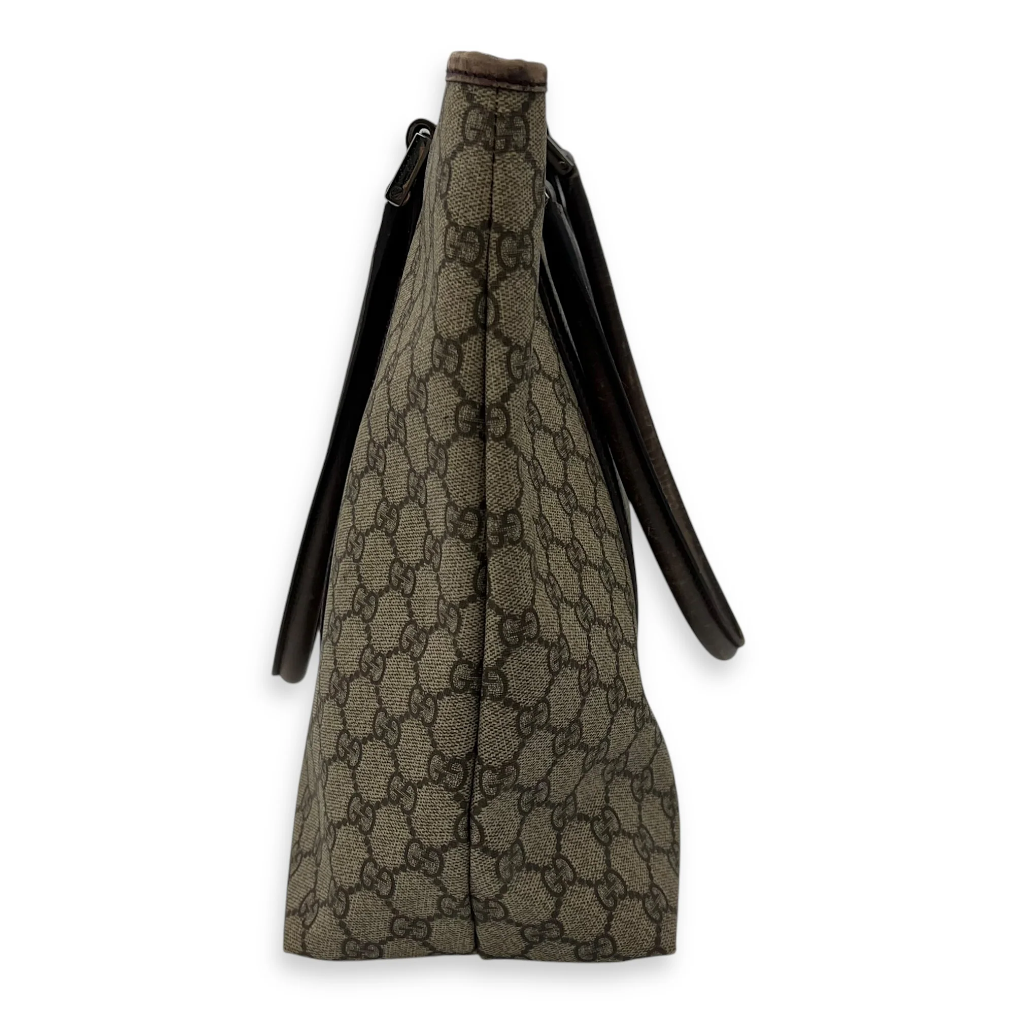 Vintage Top Handle Bag Brown in Coated Canvas, Silver hardware
