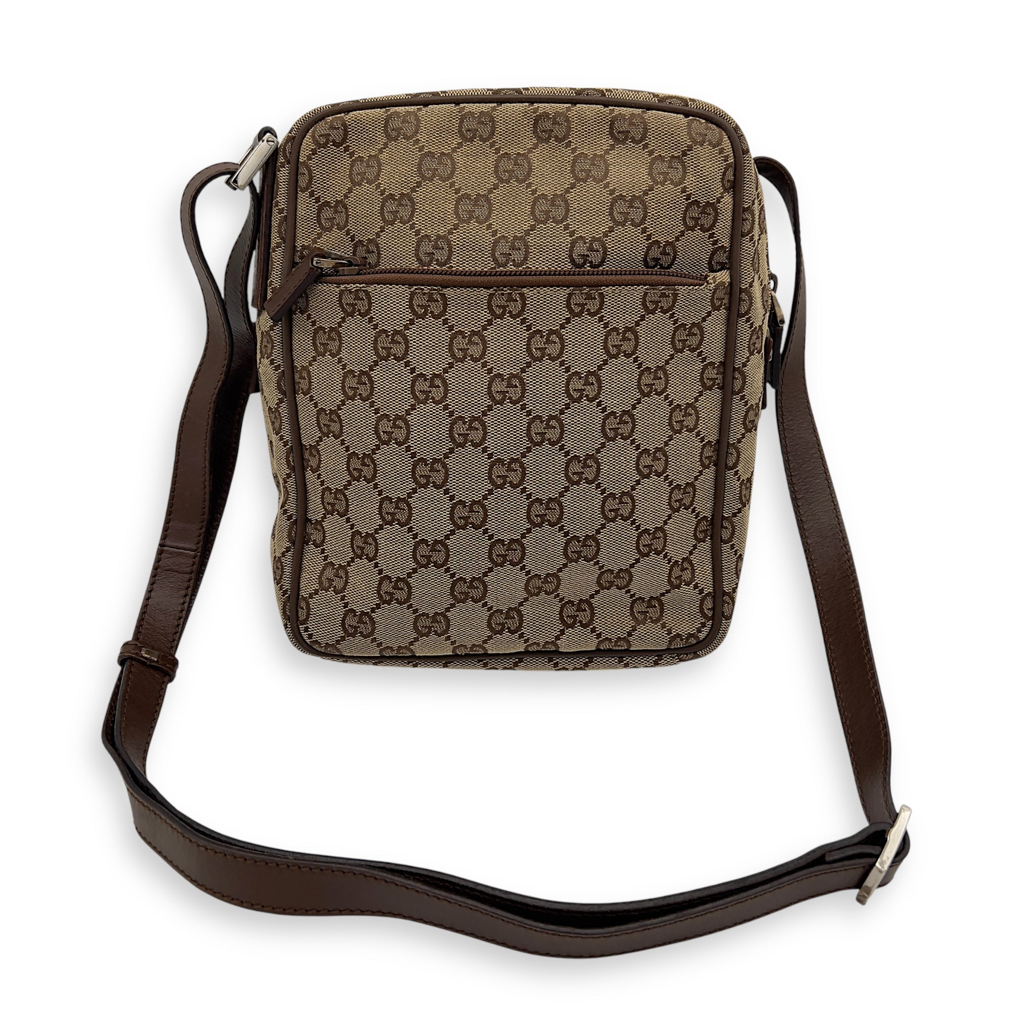 GG Crossbody Bag Brown in Canvas, Gold hardware