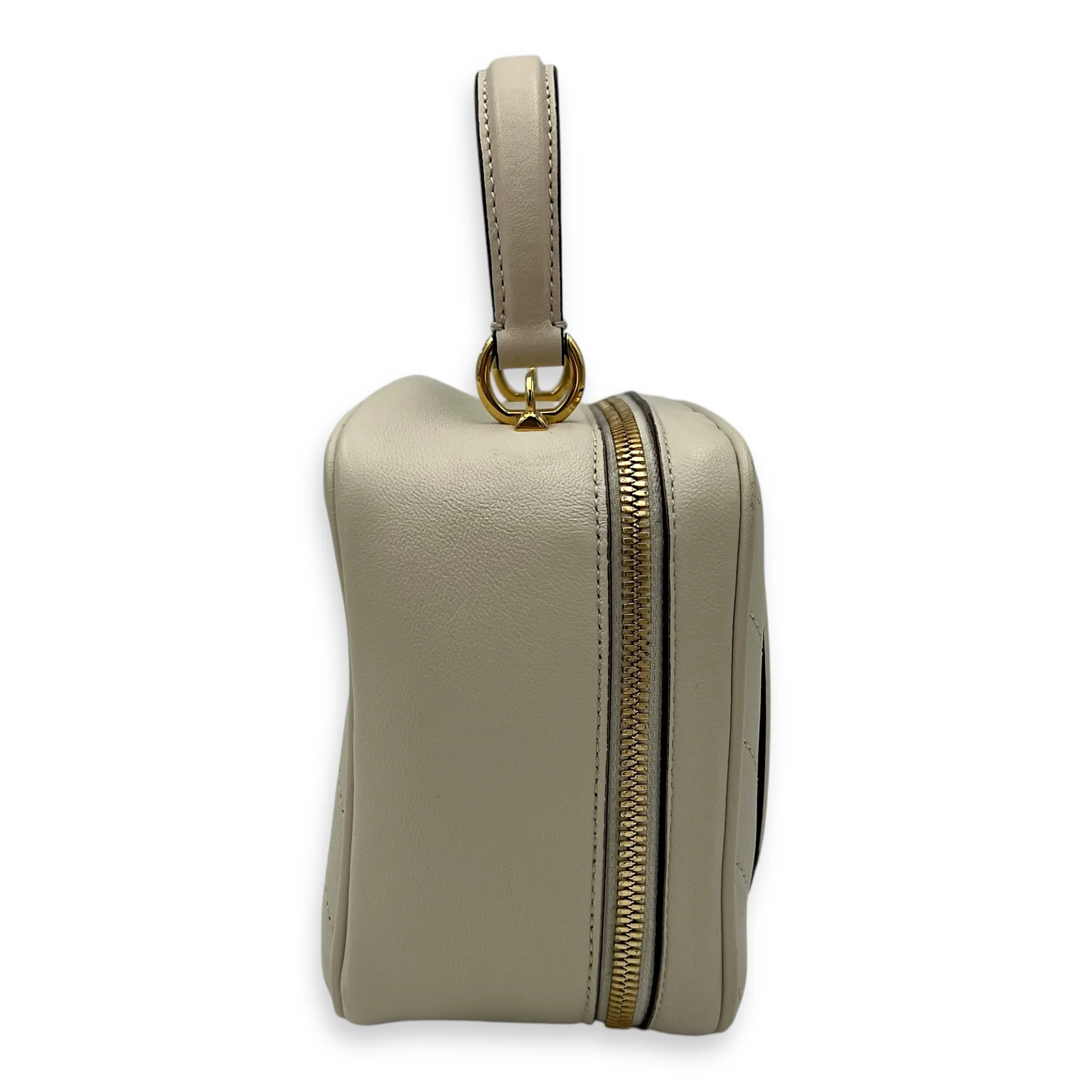 Blondie Top Handle Bag White in Calfskin, Gold hardware