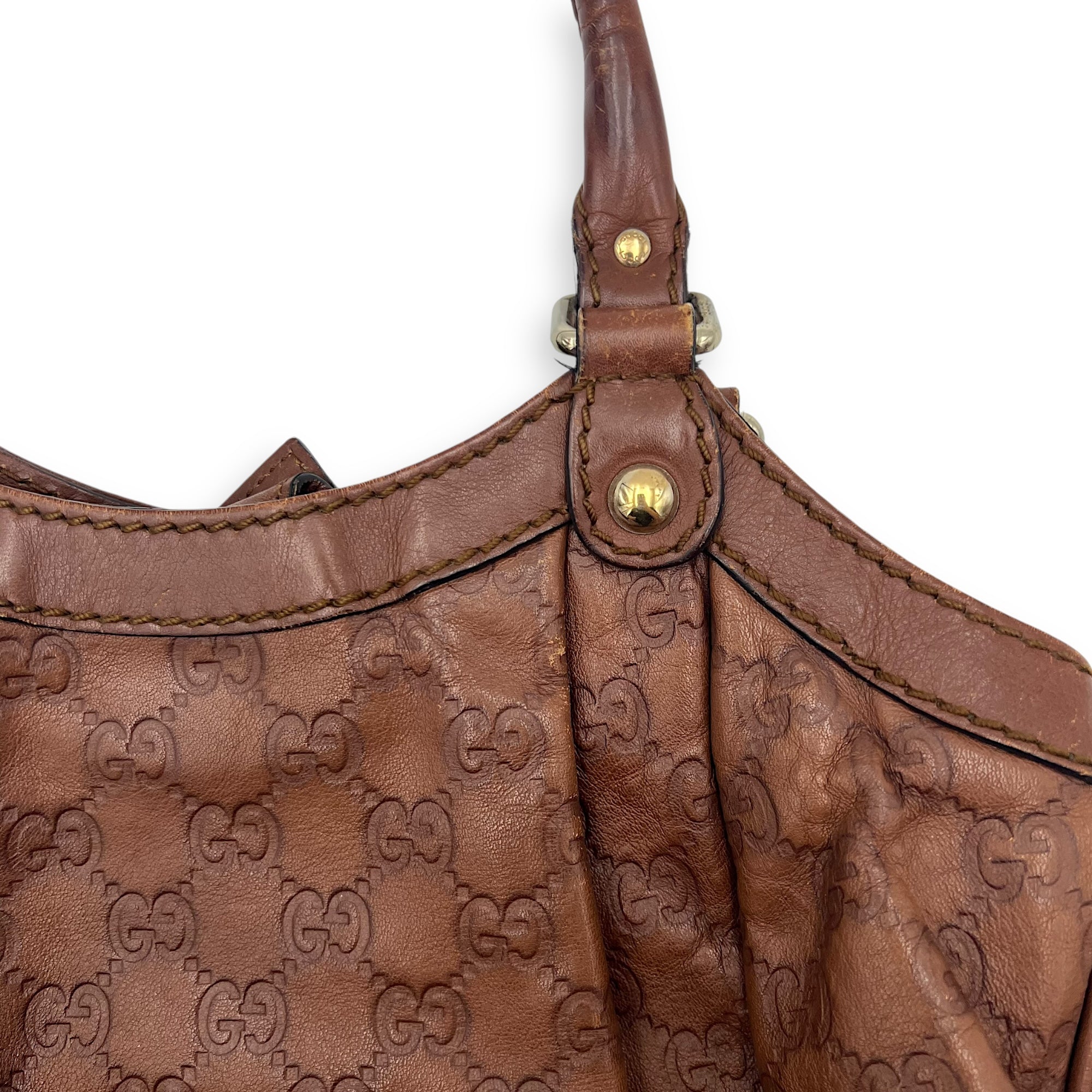 Shukey Shoulder Bag Brown in Calfskin, Gold hardware