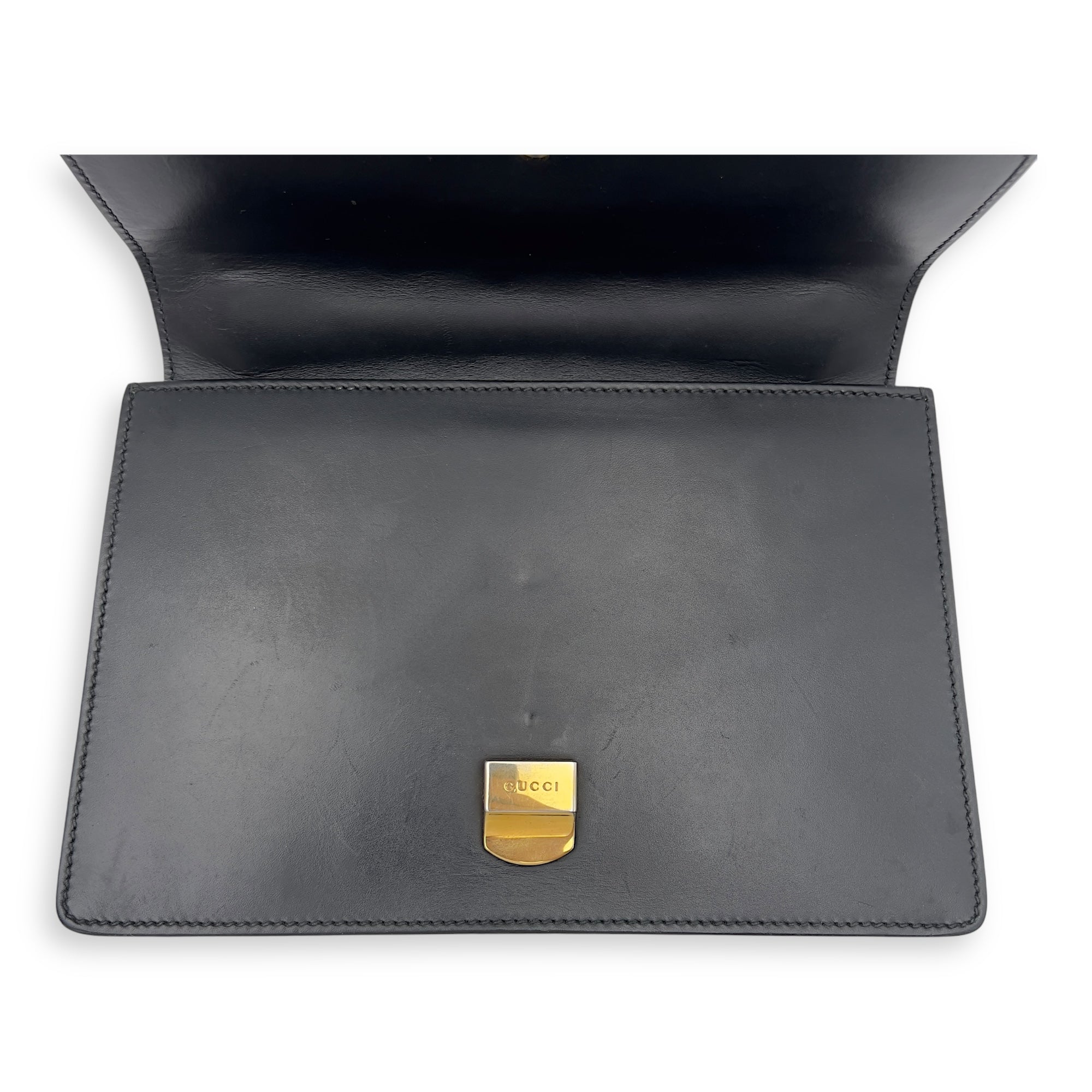 Sylvie Shoulder Bag Black in Calfskin, Gold hardware