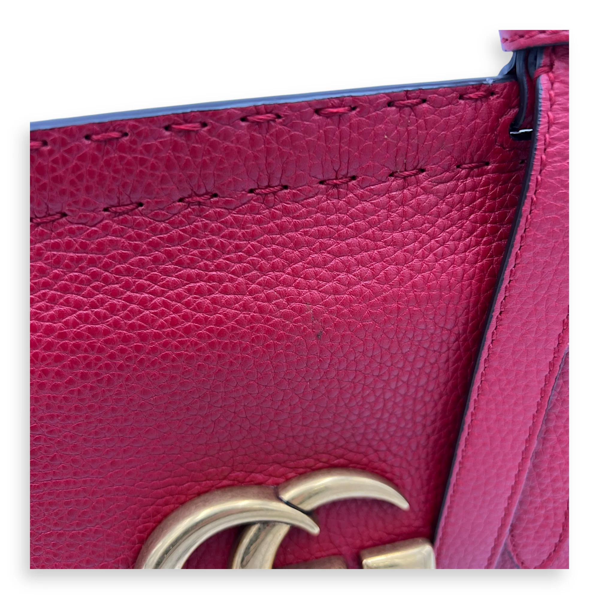 GG Marmont Top Handle Bag Red in Calfskin, Gold hardware