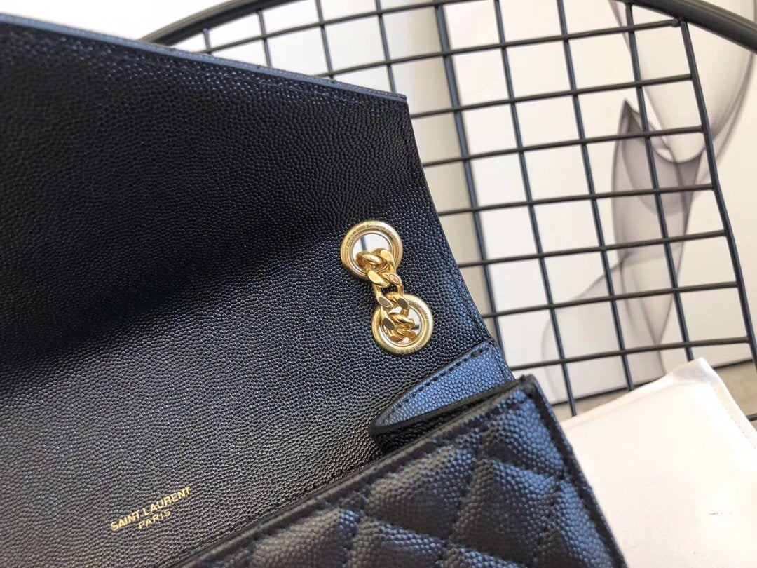 YSL ENVELOPE MEDIUM BAG IN MIX MATELASSÉ GRAIN DE POUDRE EMBOSSED LEATHER