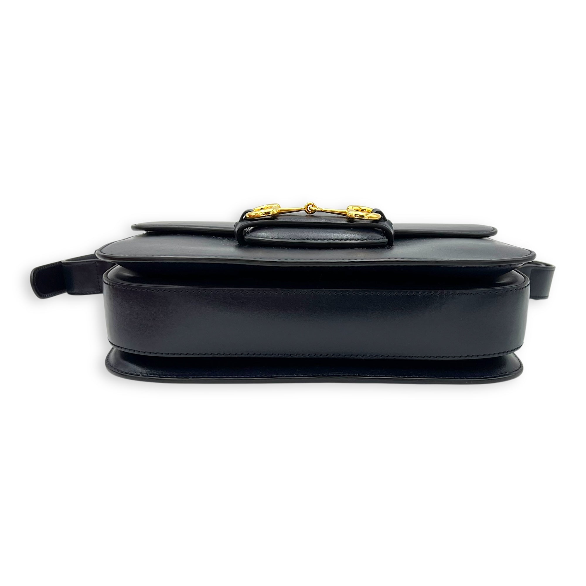 Horsebit 1955 Shoulder Bag Blue in Calfskin, Gold hardware