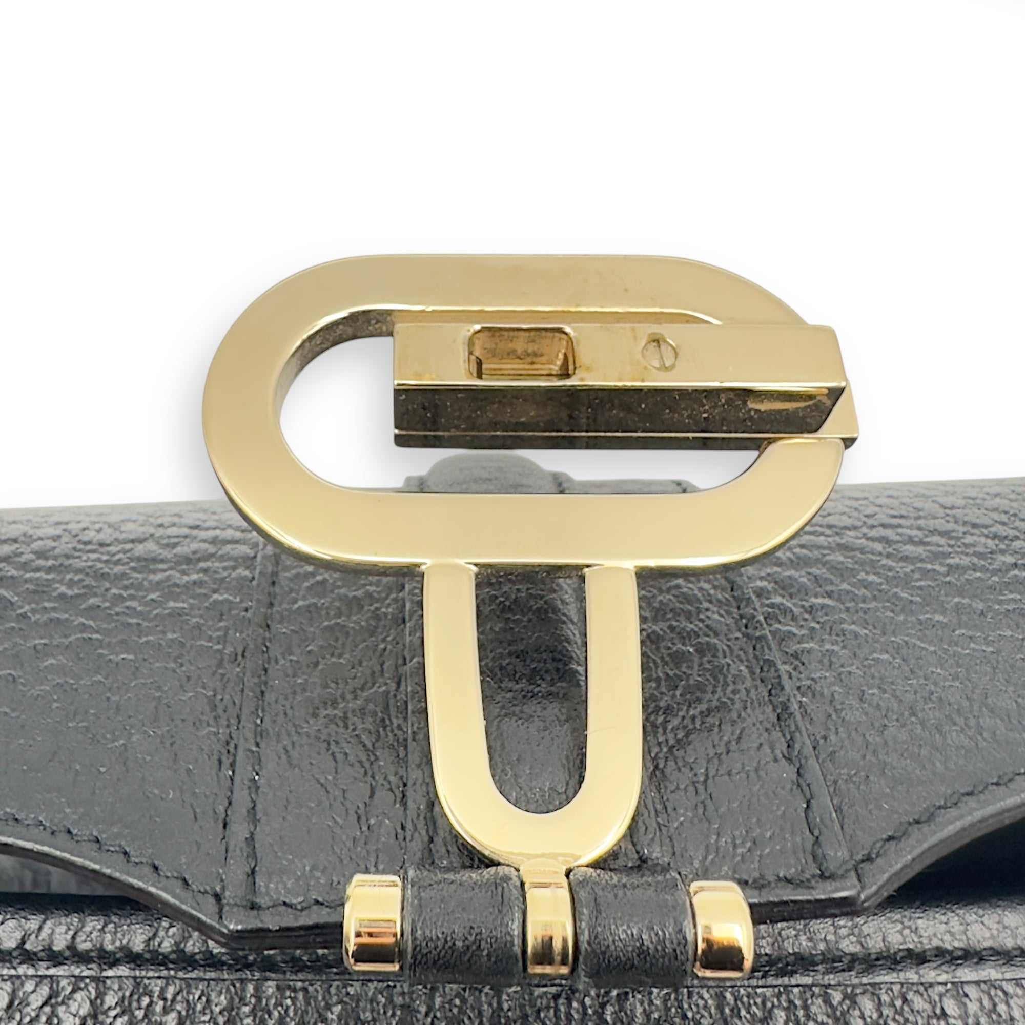 Logo Shoulder Bag Black in Calfskin, Gold hardware