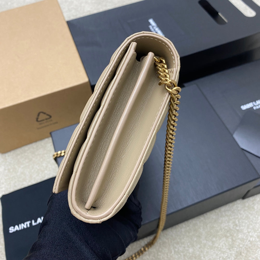 YSL Cassandre Matelassé Carré Chain Wallet IN Lambskin