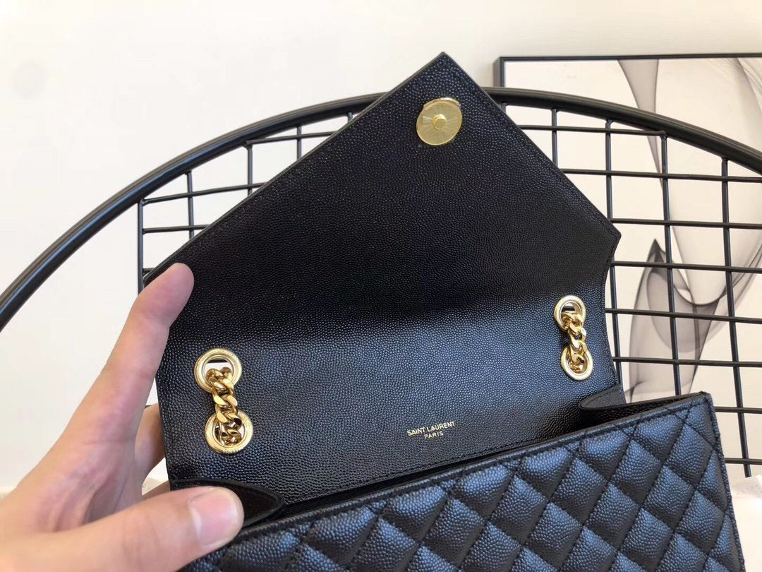 YSL ENVELOPE MEDIUM BAG IN MIX MATELASSÉ GRAIN DE POUDRE EMBOSSED LEATHER