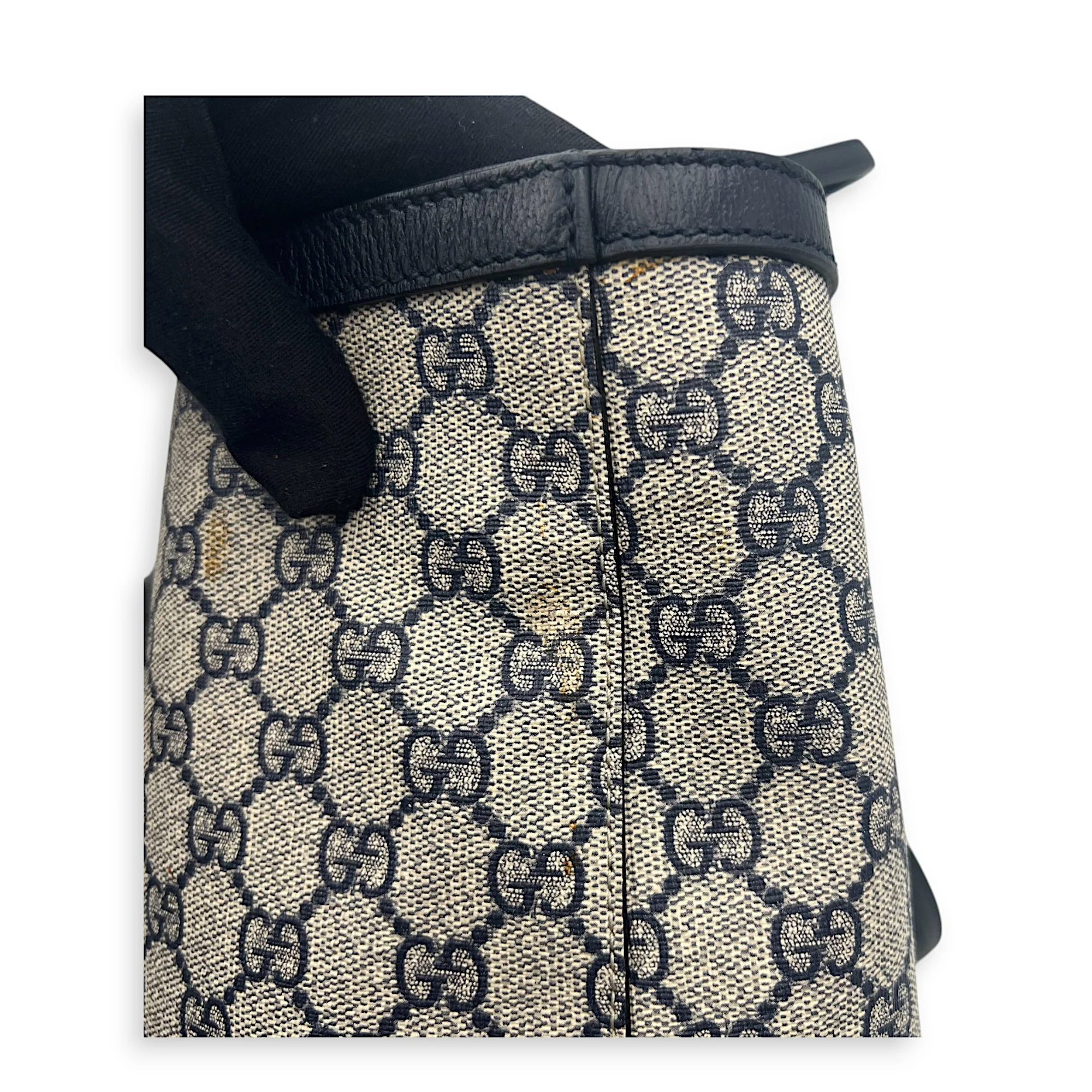 Ophidia Tote Bag Blue in Coated Canvas, Silver hardware