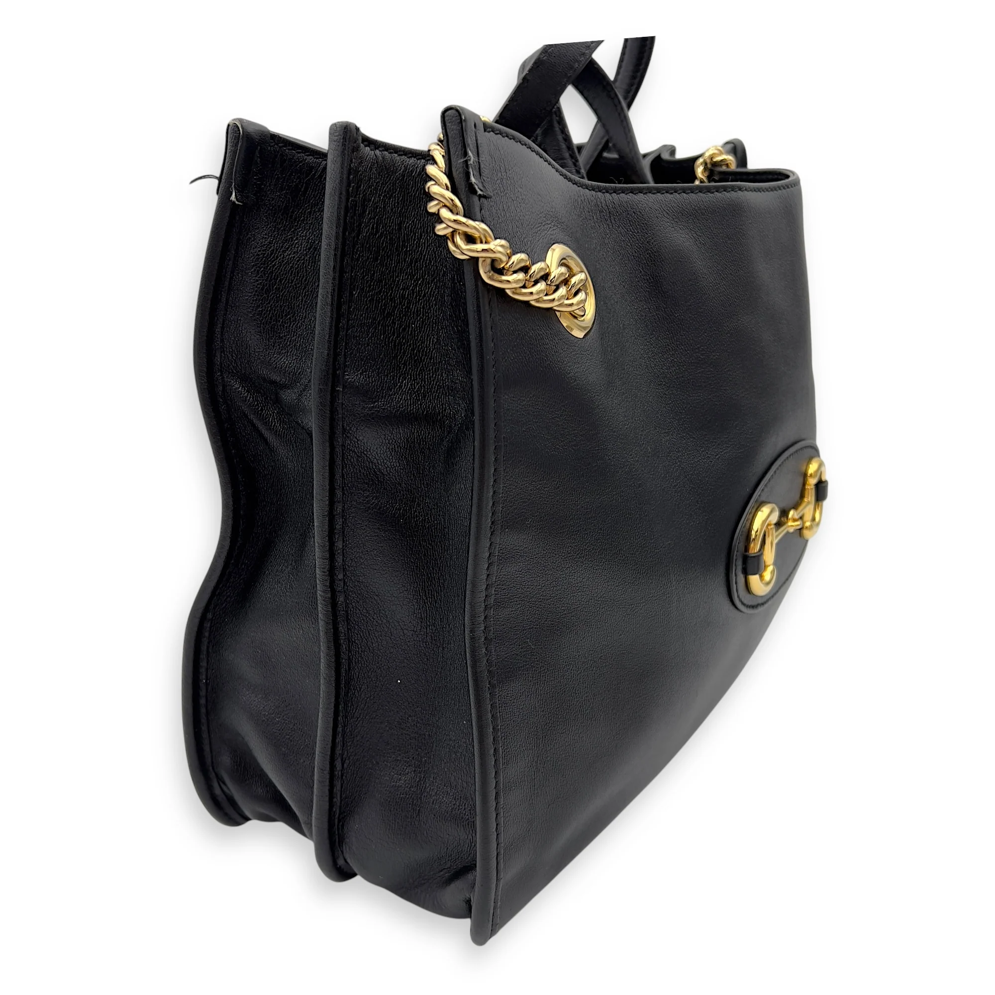 Horsebit 1955 Tote Bag Black in Calfskin, Gold hardware