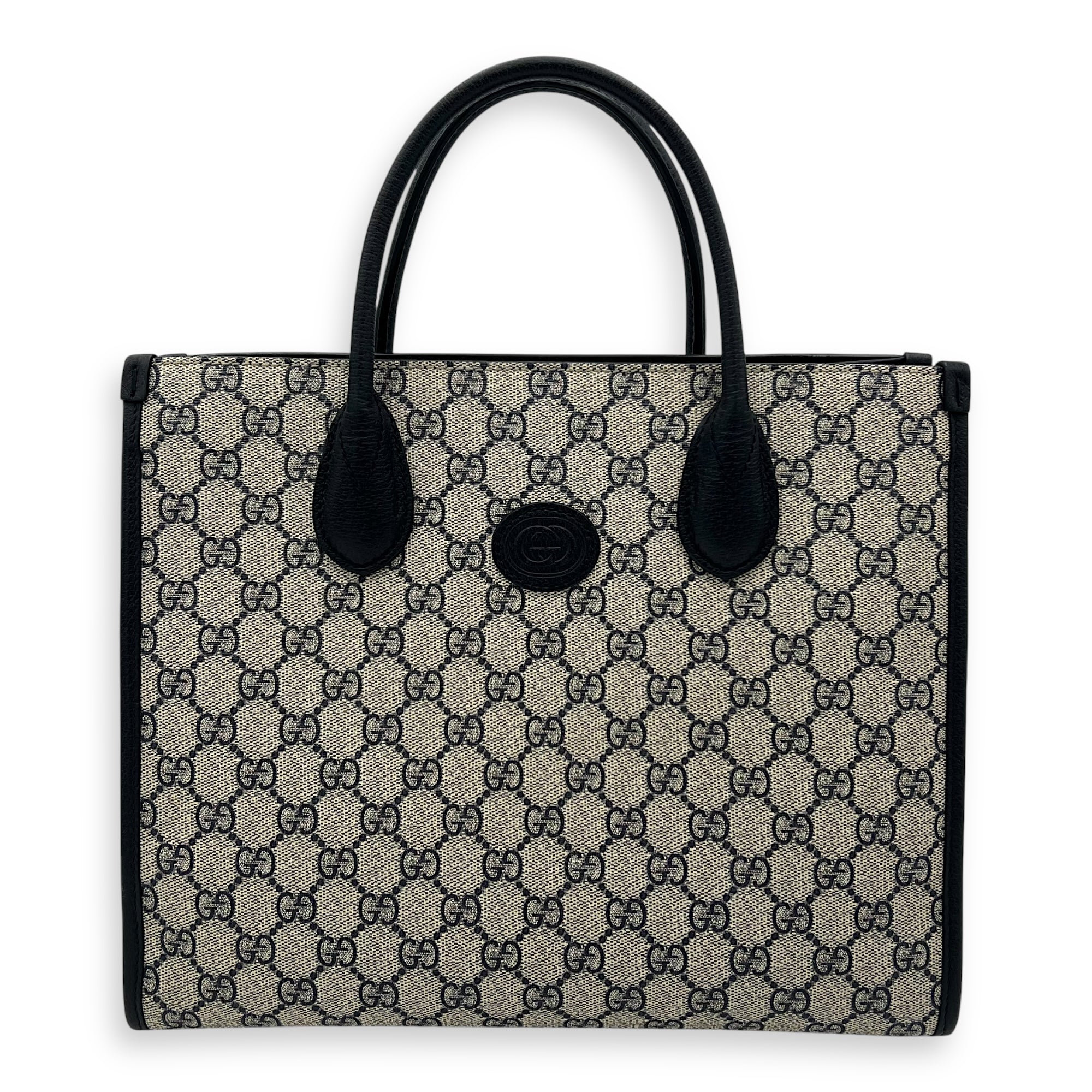 GG Supreme Top Handle Bag Blue in Coated Canvas, Ruthenium hardware