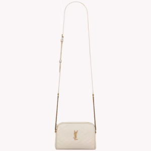 YSL GABY ZIPPERED POUCH IN LAMBSKIN-BLANC VINTAGE