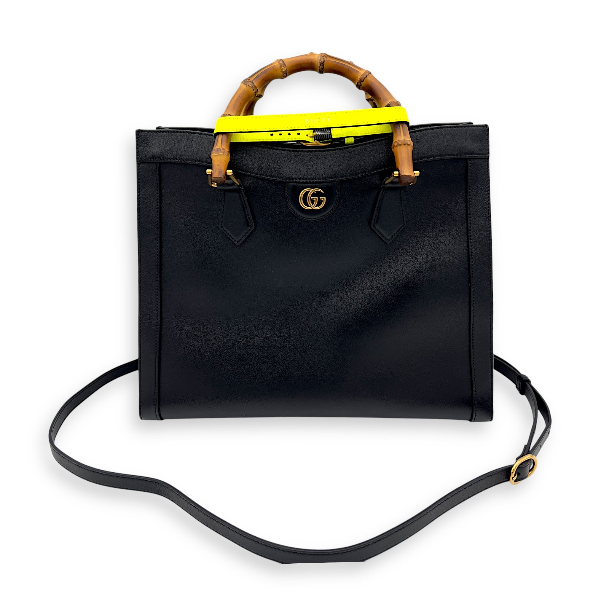 Diana Top Handle Bag Black in Calfskin, Gold hardware