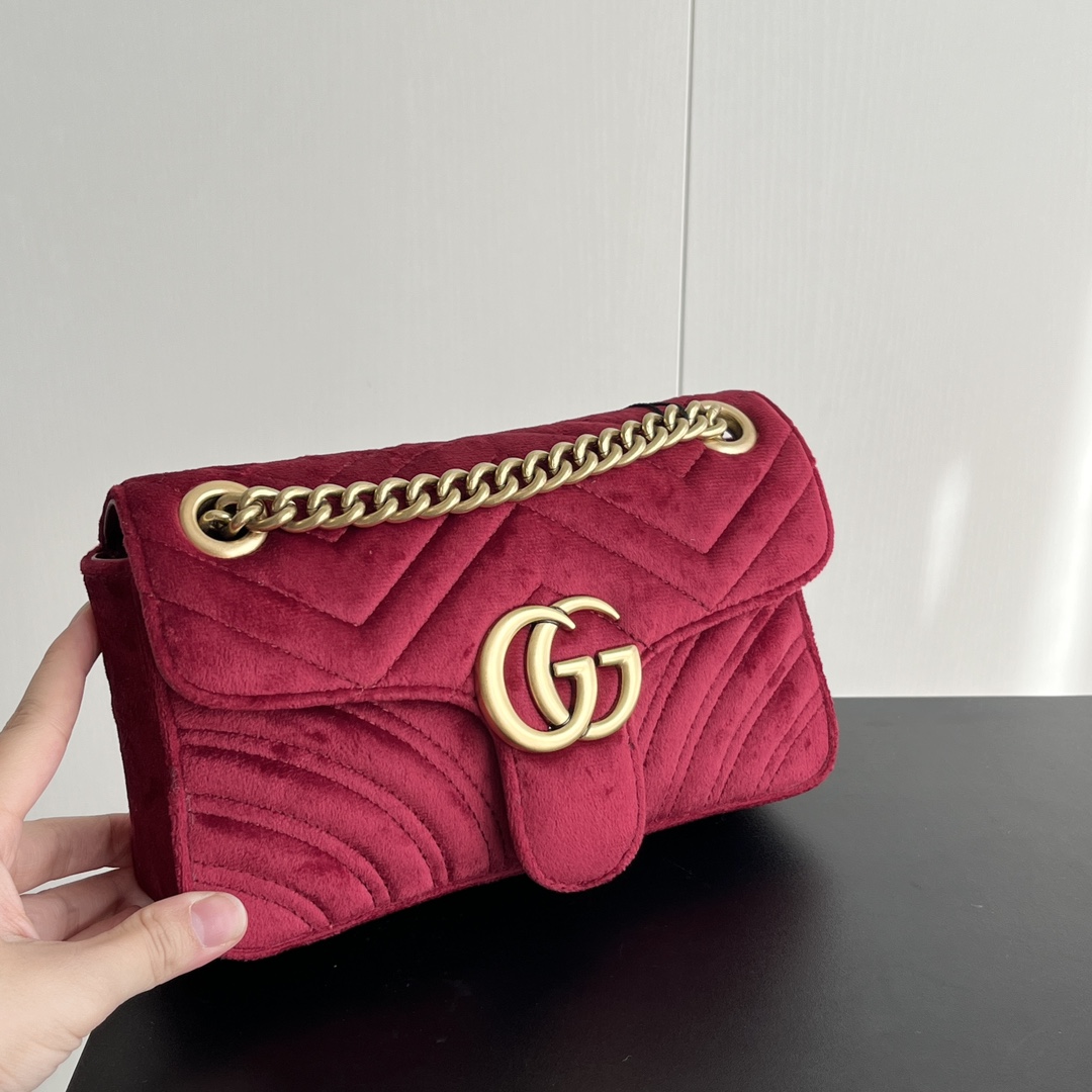 Gucci GG Marmont Velvet Collection - Deep Red Bag