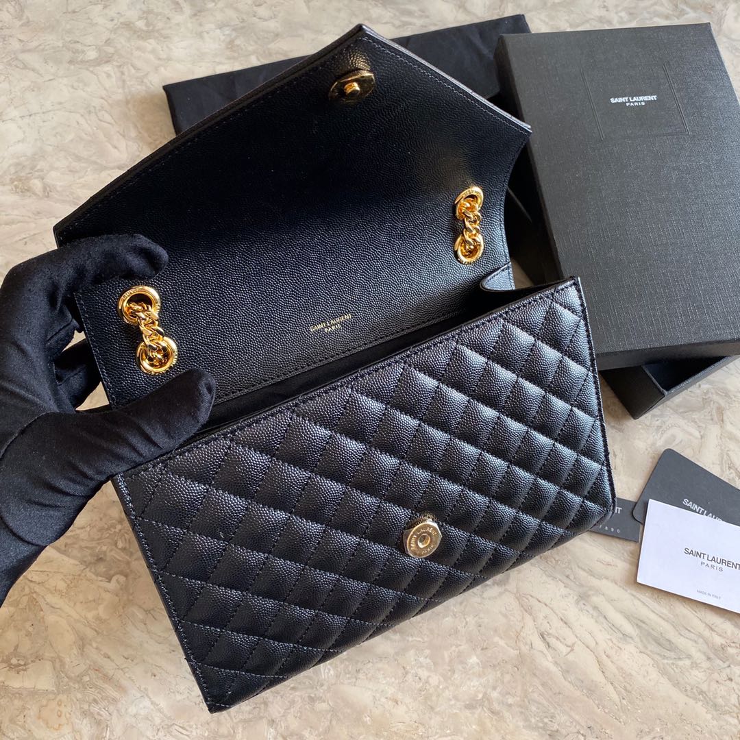 YSL Envelope Medium Bag In Mix Matelasse Grain De Poudre Embossed Leather