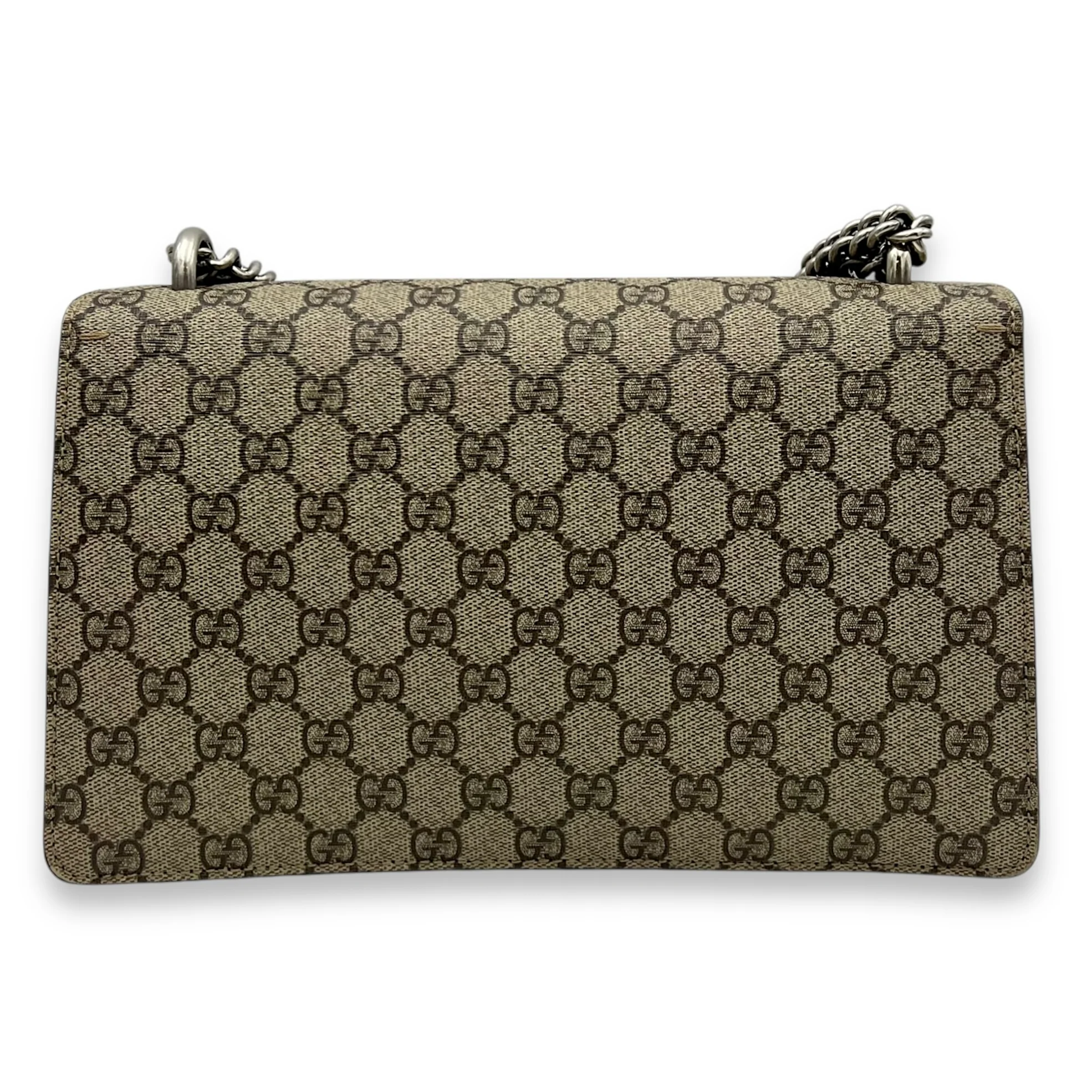 Dionysus Shoulder Bag Beige in Coated Canvas, Silver hardware