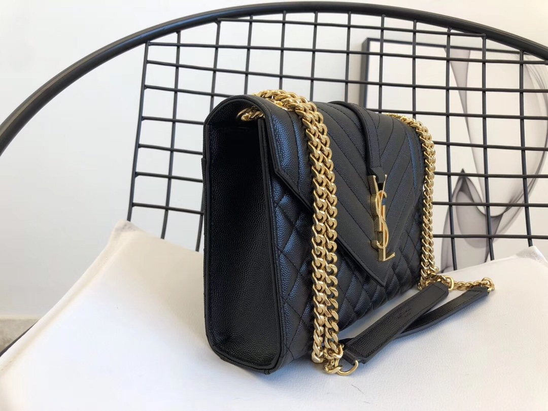 YSL ENVELOPE MEDIUM BAG IN MIX MATELASSÉ GRAIN DE POUDRE EMBOSSED LEATHER