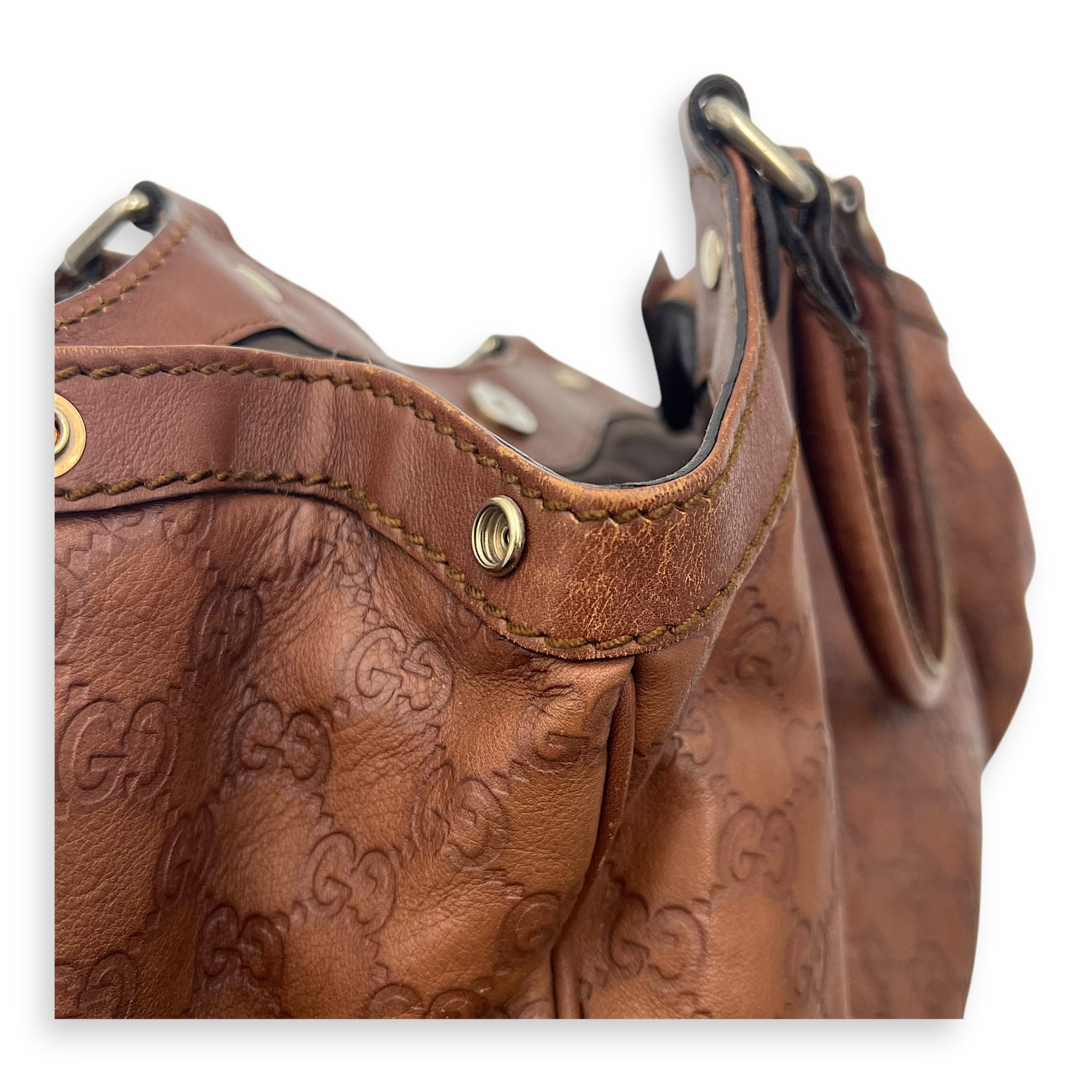 Shukey Shoulder Bag Brown in Calfskin, Gold hardware