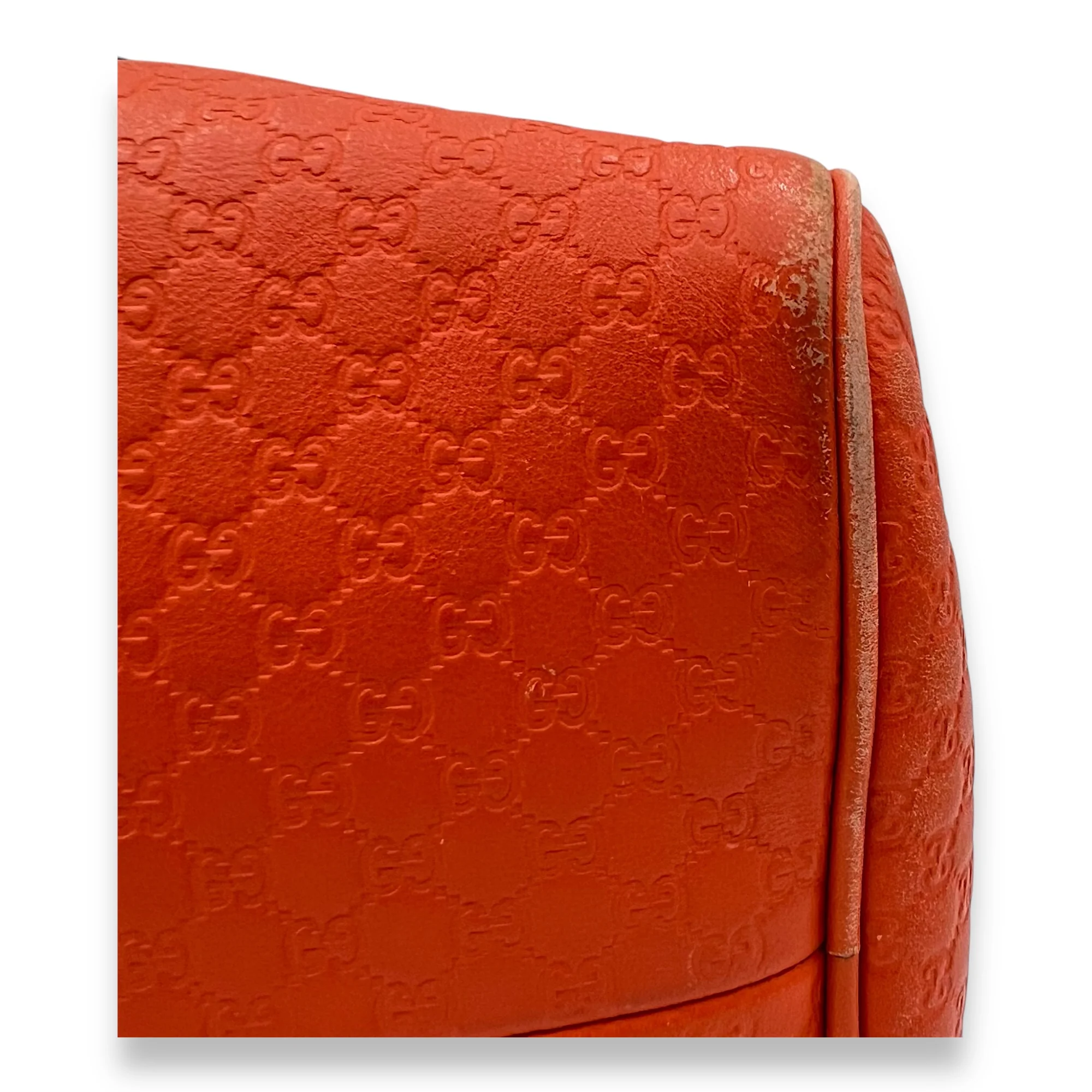 Boston Top Handle Bag Orange in Guccissima Leather, Gold hardware