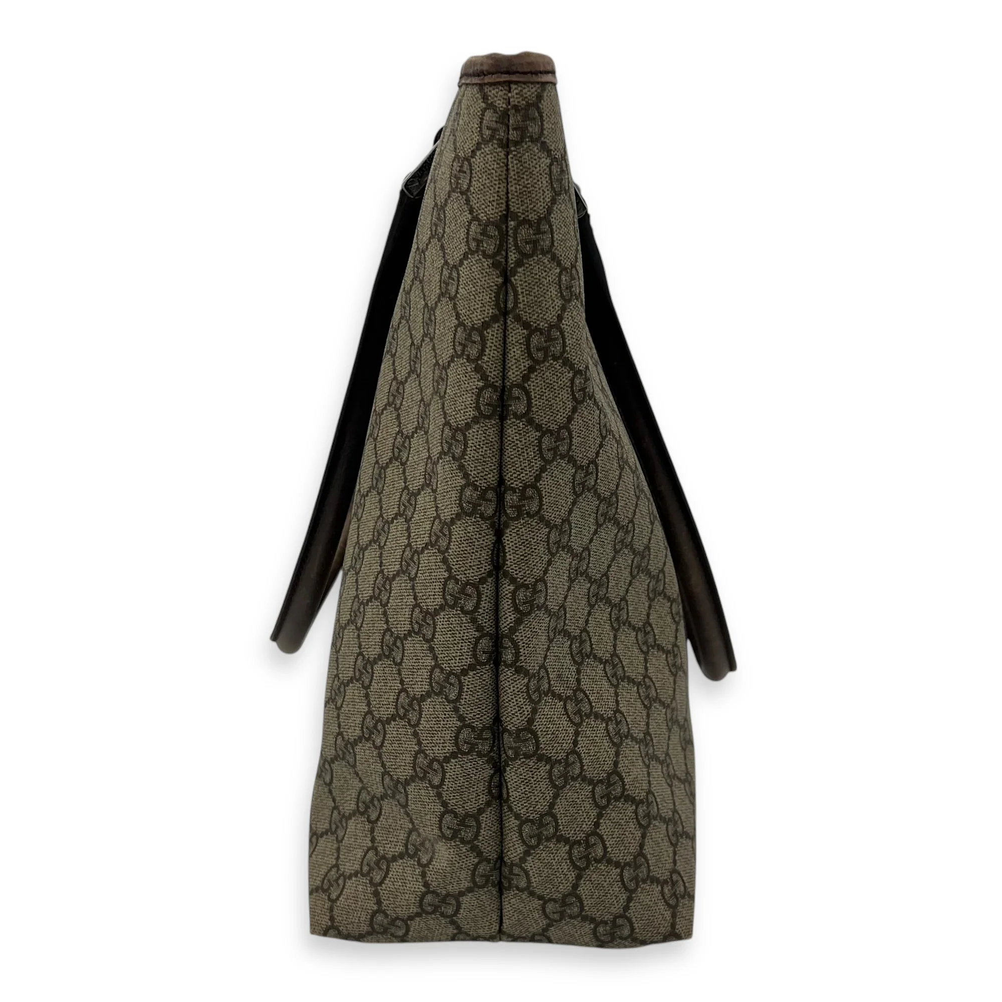 Vintage Top Handle Bag Brown in Coated Canvas, Silver hardware