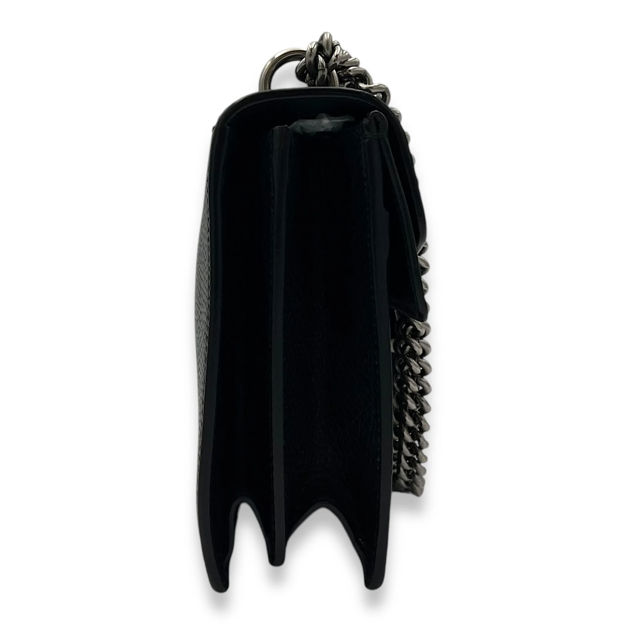 Dionysus Shoulder Bag Black in Calfskin, Silver hardware