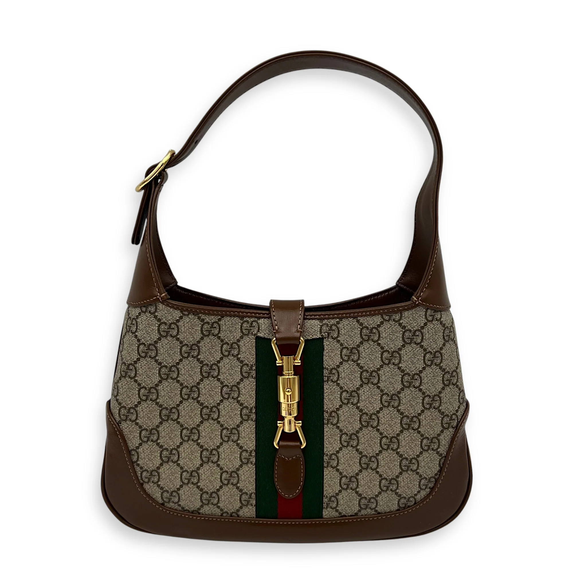 Jackie 1961 Shoulder Bag Brown in Coated Canvas, Gold hardware