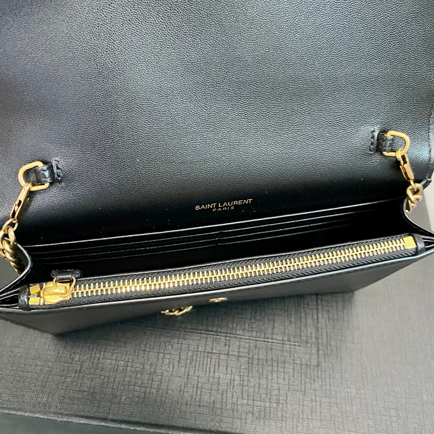 YSL Cassandre Envelope Chain Wallet In Smooth Leather