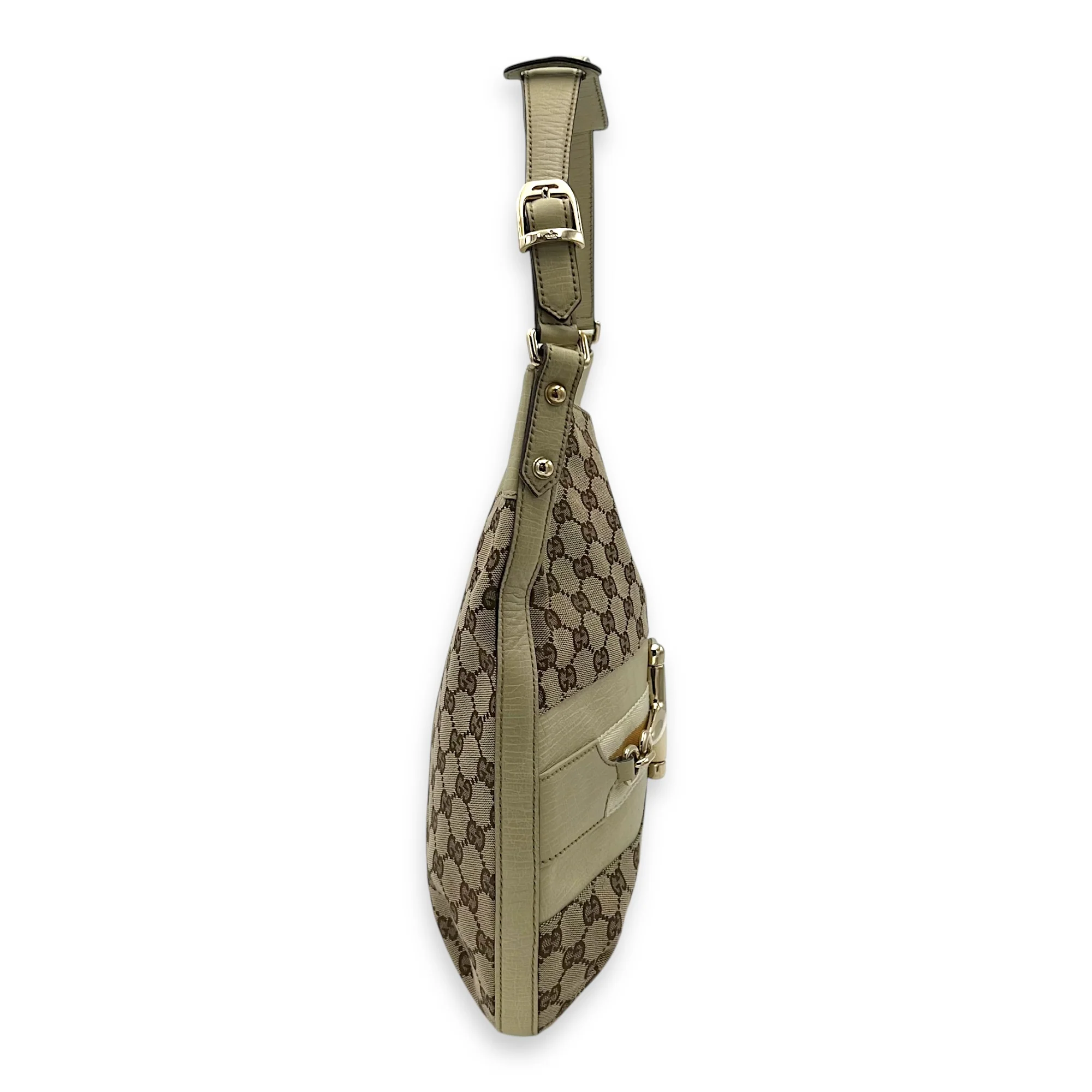 GG Shoulder Bag Brown in Canvas, Gold hardware