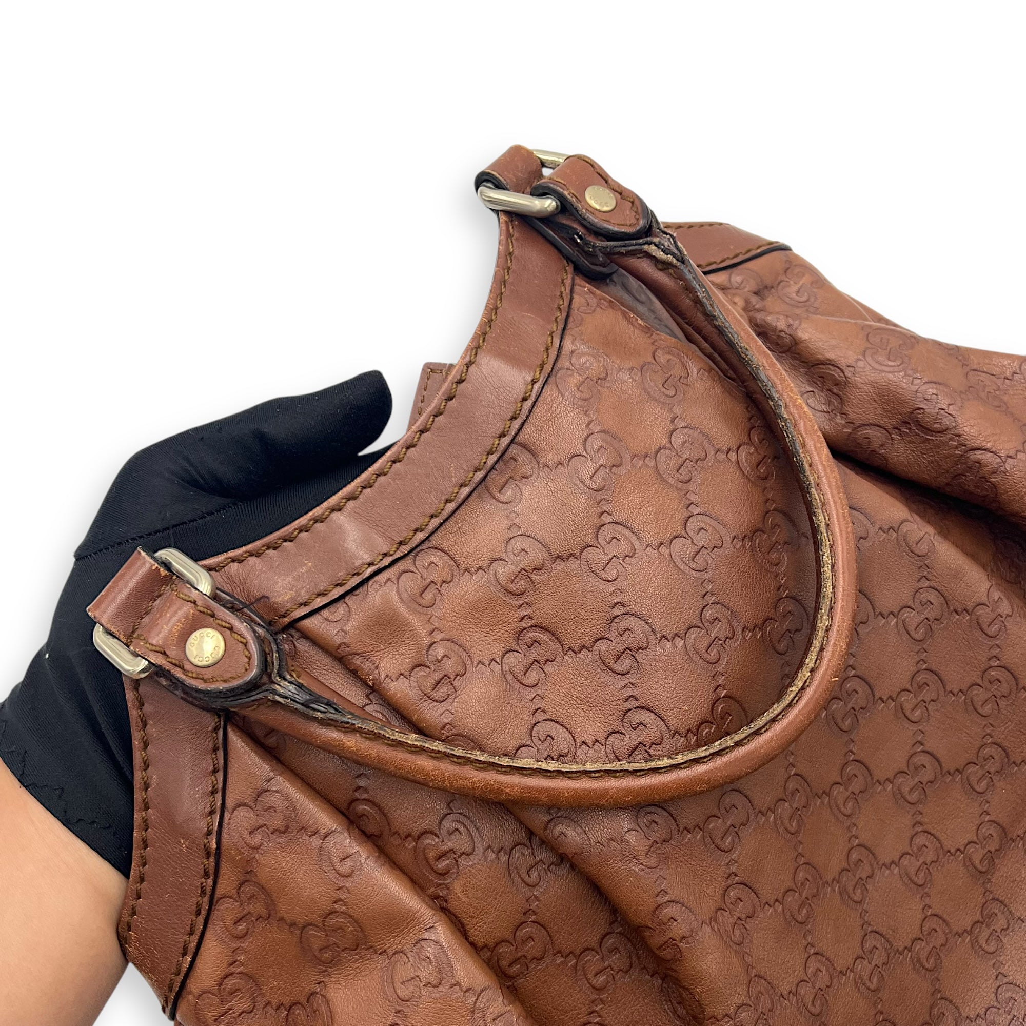 Shukey Shoulder Bag Brown in Calfskin, Gold hardware