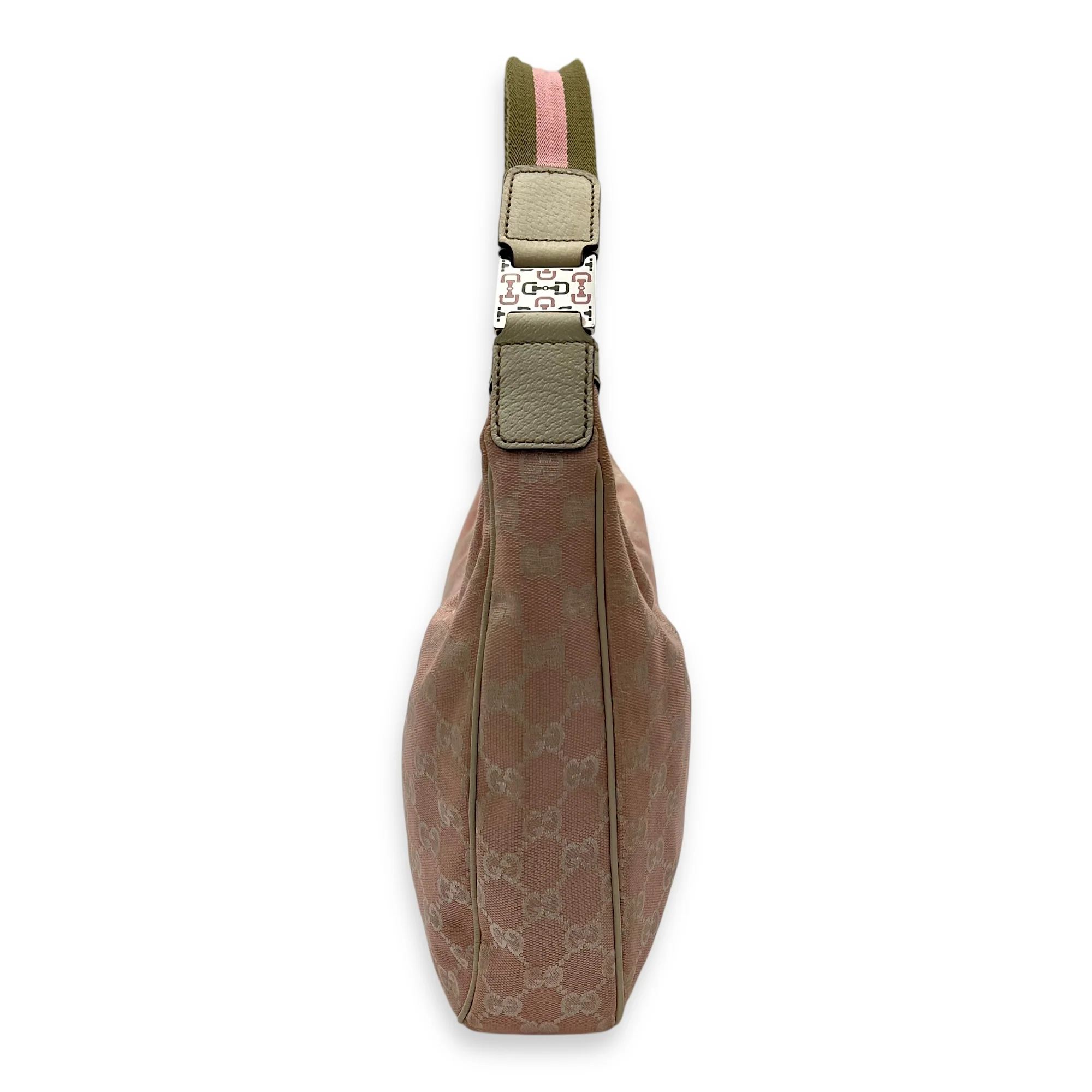 GG Shoulder Bag Pink in Canvas, Silver hardware