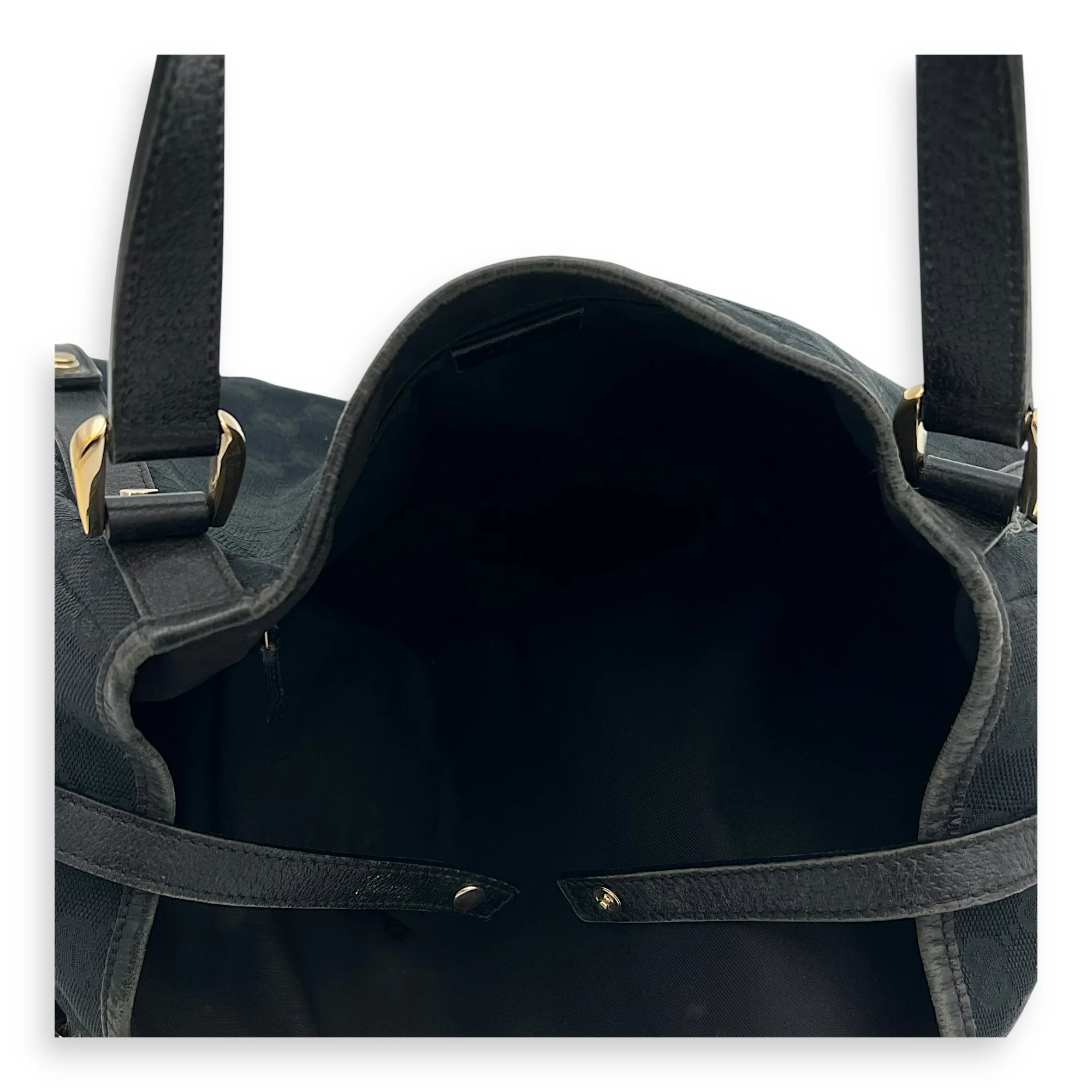 GG Shoulder Bag Black in Canvas, Gold hardware