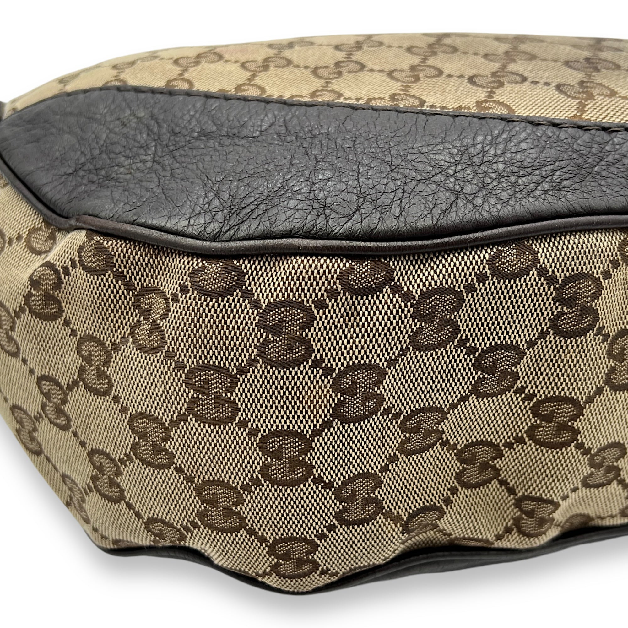 Shoulder Bag Brown in Jacquard, Light Gold hardware