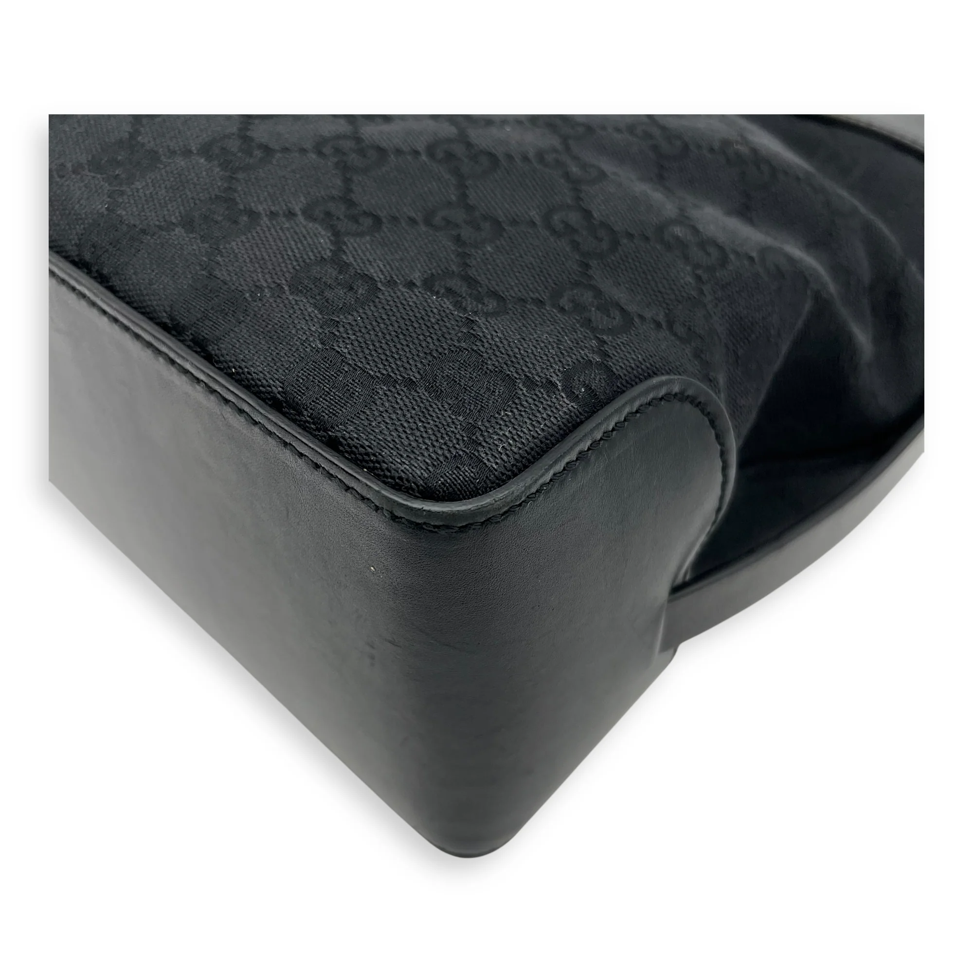 GG Top Handle Bag Black in Canvas, Silver hardware