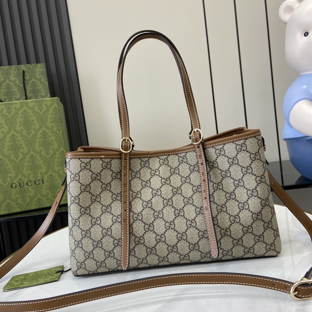 [TOP] Gucci GG Emblem Medium brown tote bag