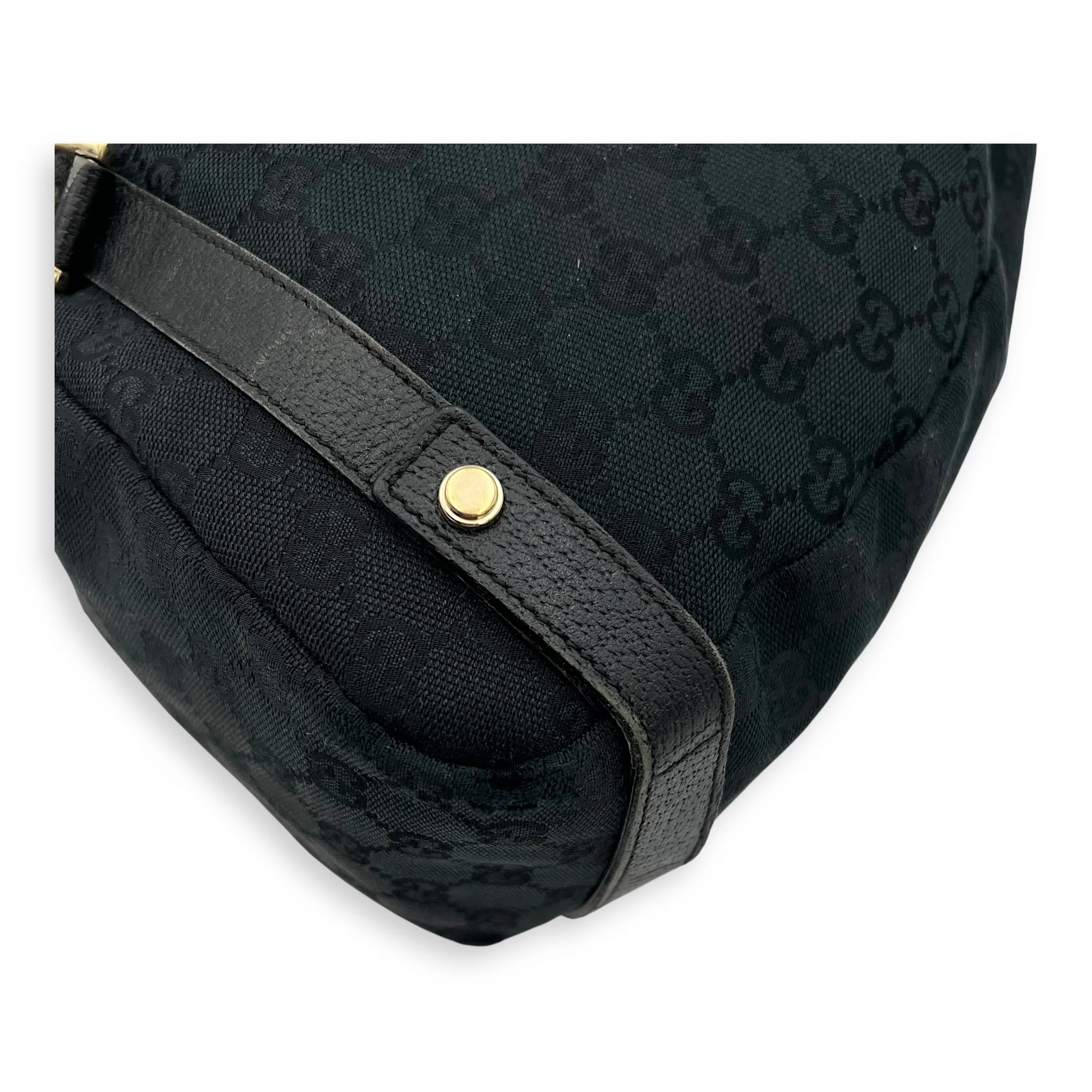GG Shoulder Bag Black in Canvas, Gold hardware