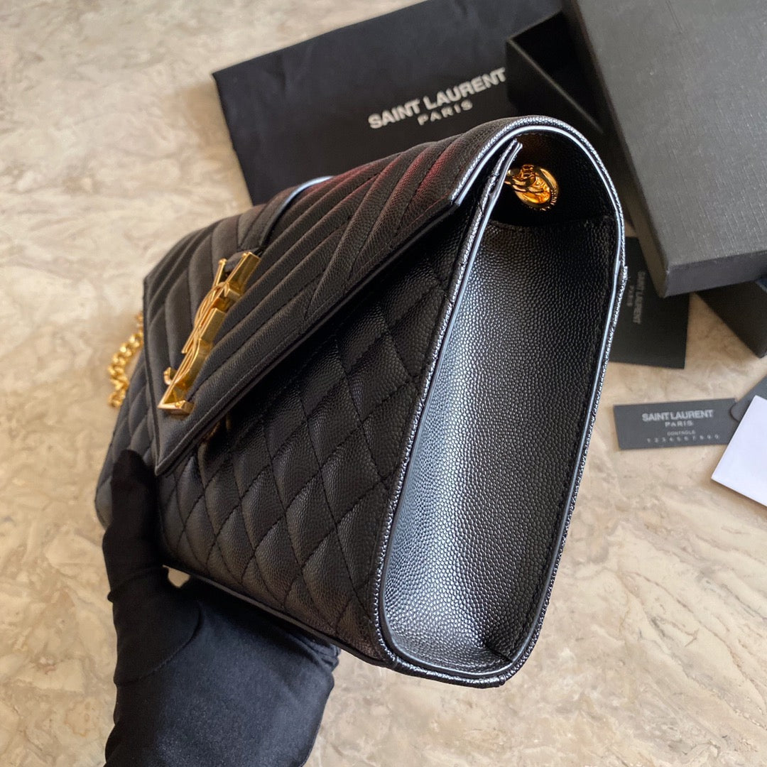 YSL Envelope Medium Bag In Mix Matelasse Grain De Poudre Embossed Leather