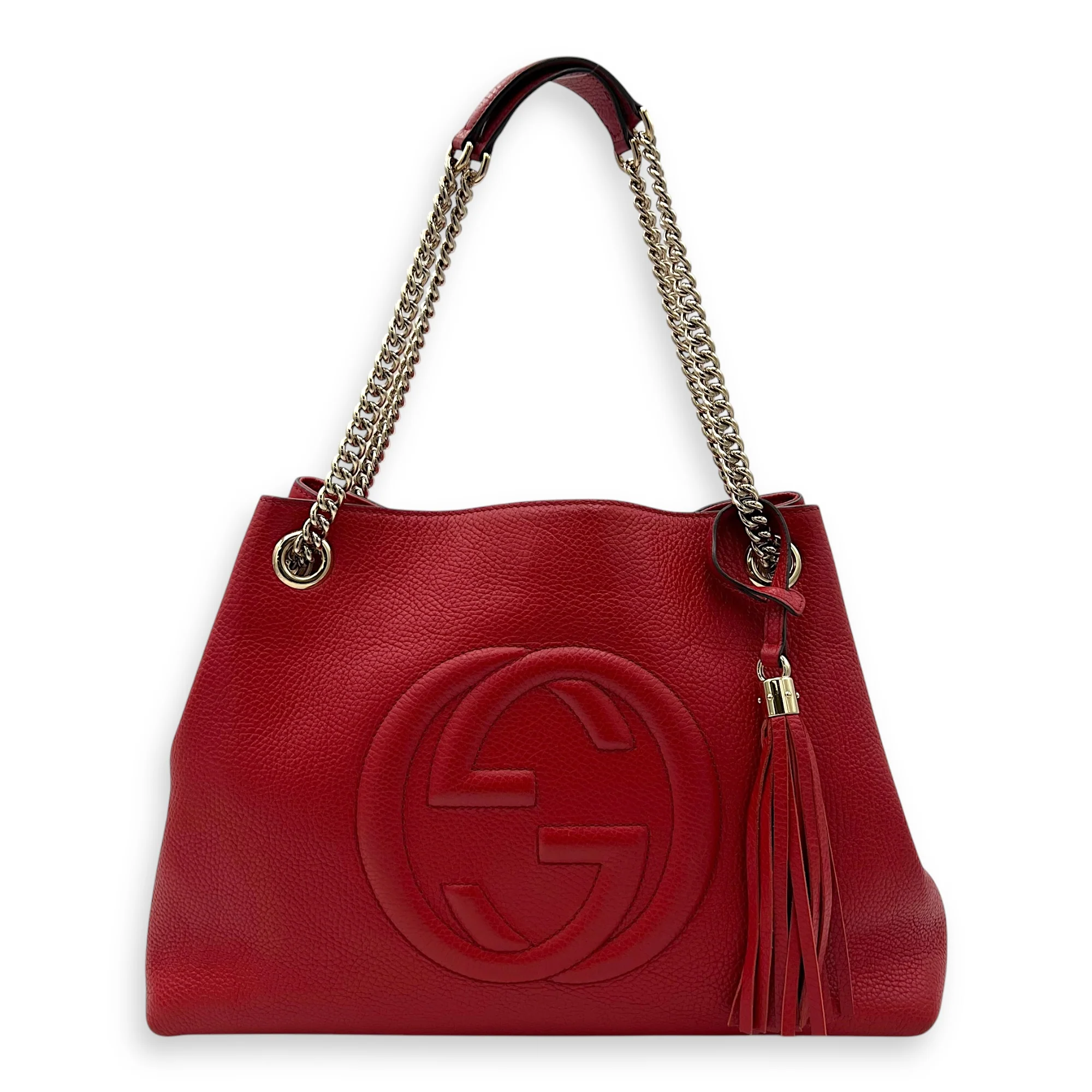 Soho Shoulder Bag Red in Calfskin, Gold hardware