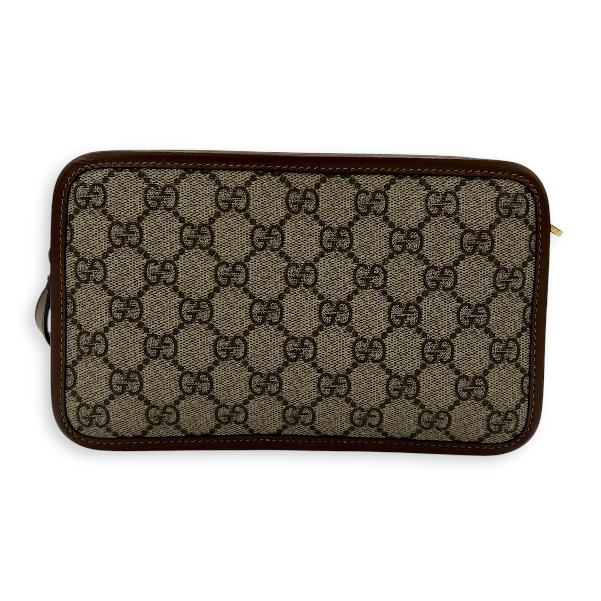 GG Supreme Interlocking Brown Messenger in Coated Canvas, Gold hardware