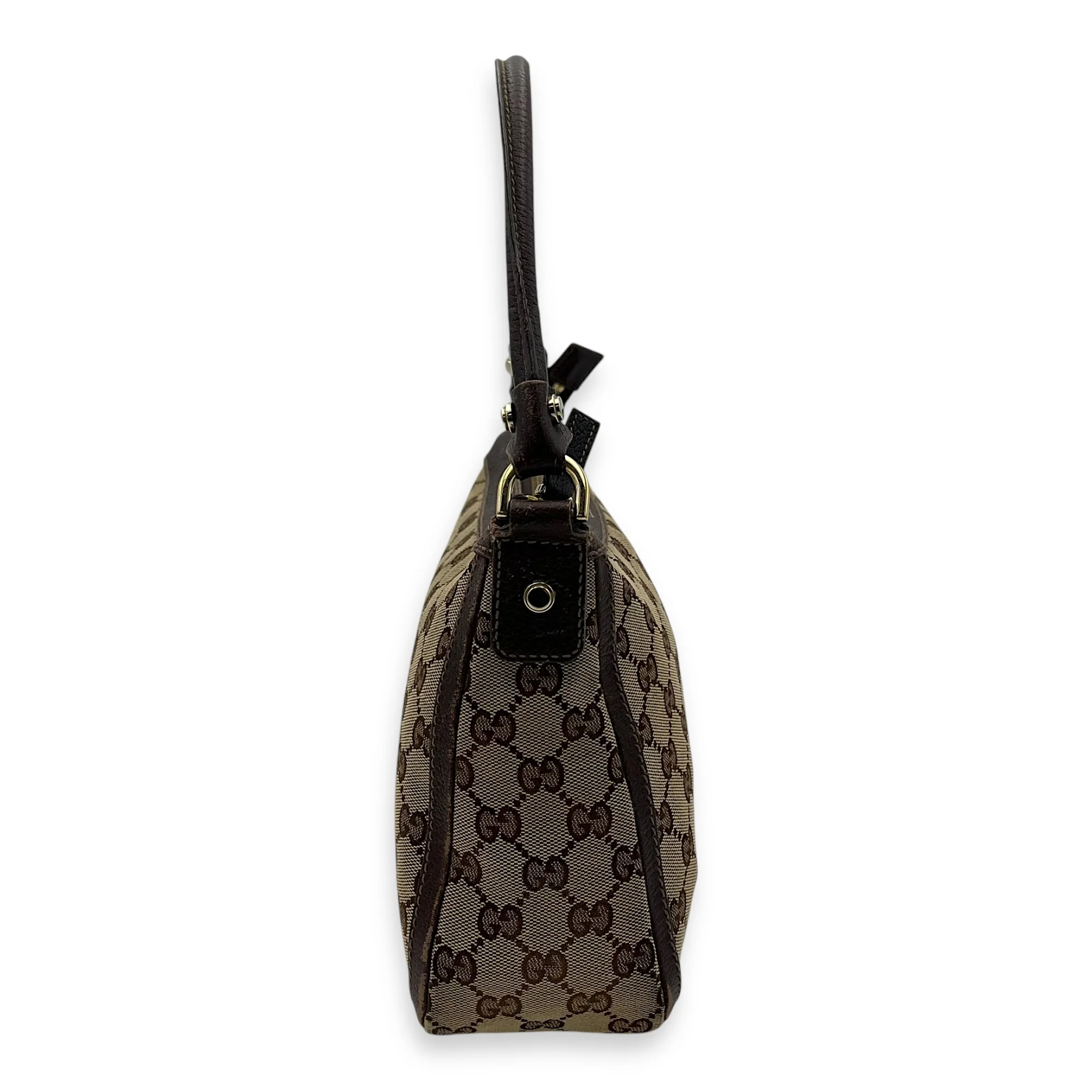 GG Top Handle Bag Brown in Canvas, Gold hardware