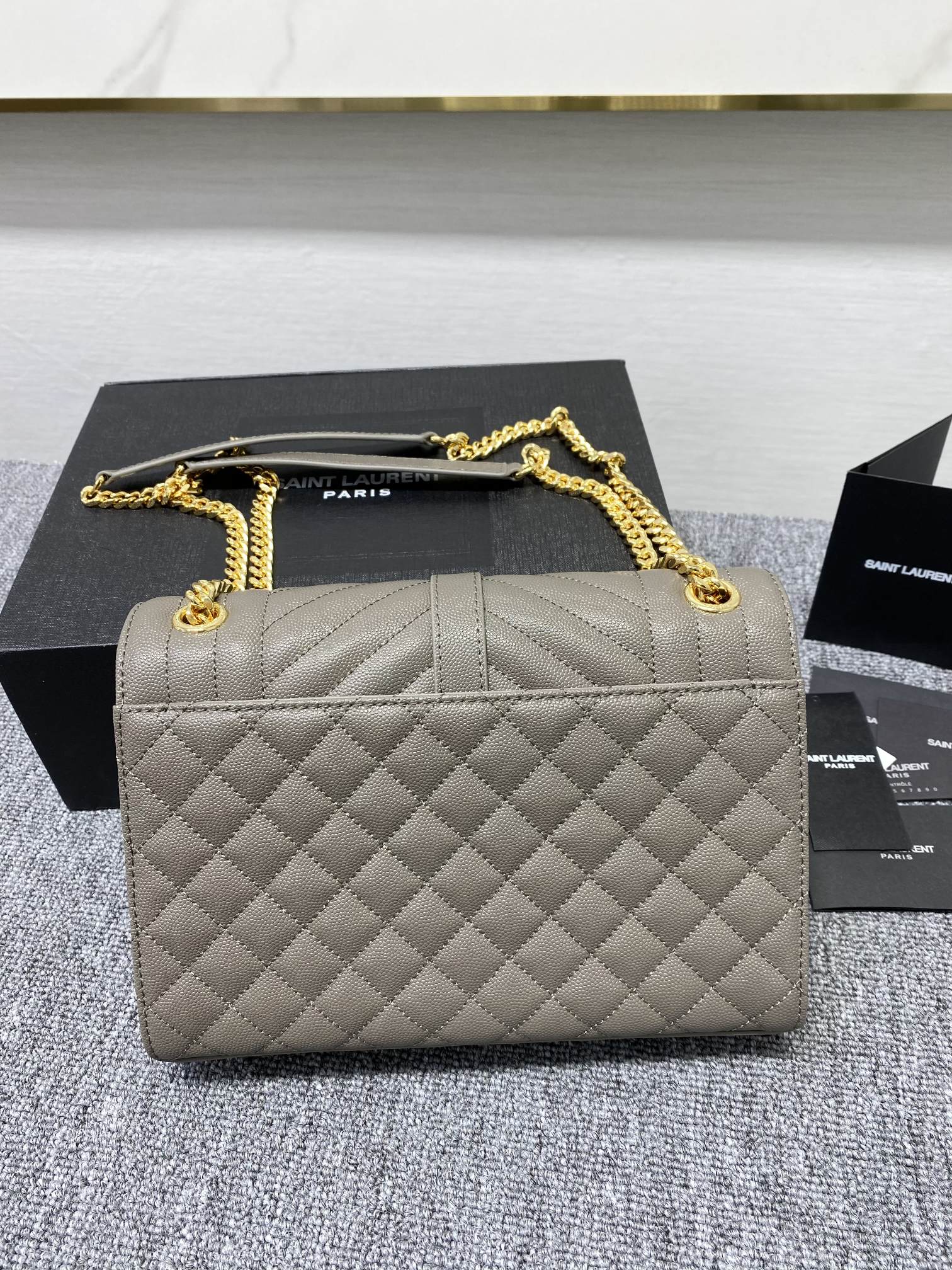 YSL Envelope Medium Bag In Mix Matelasse Grain De Poudre Embossed Leather